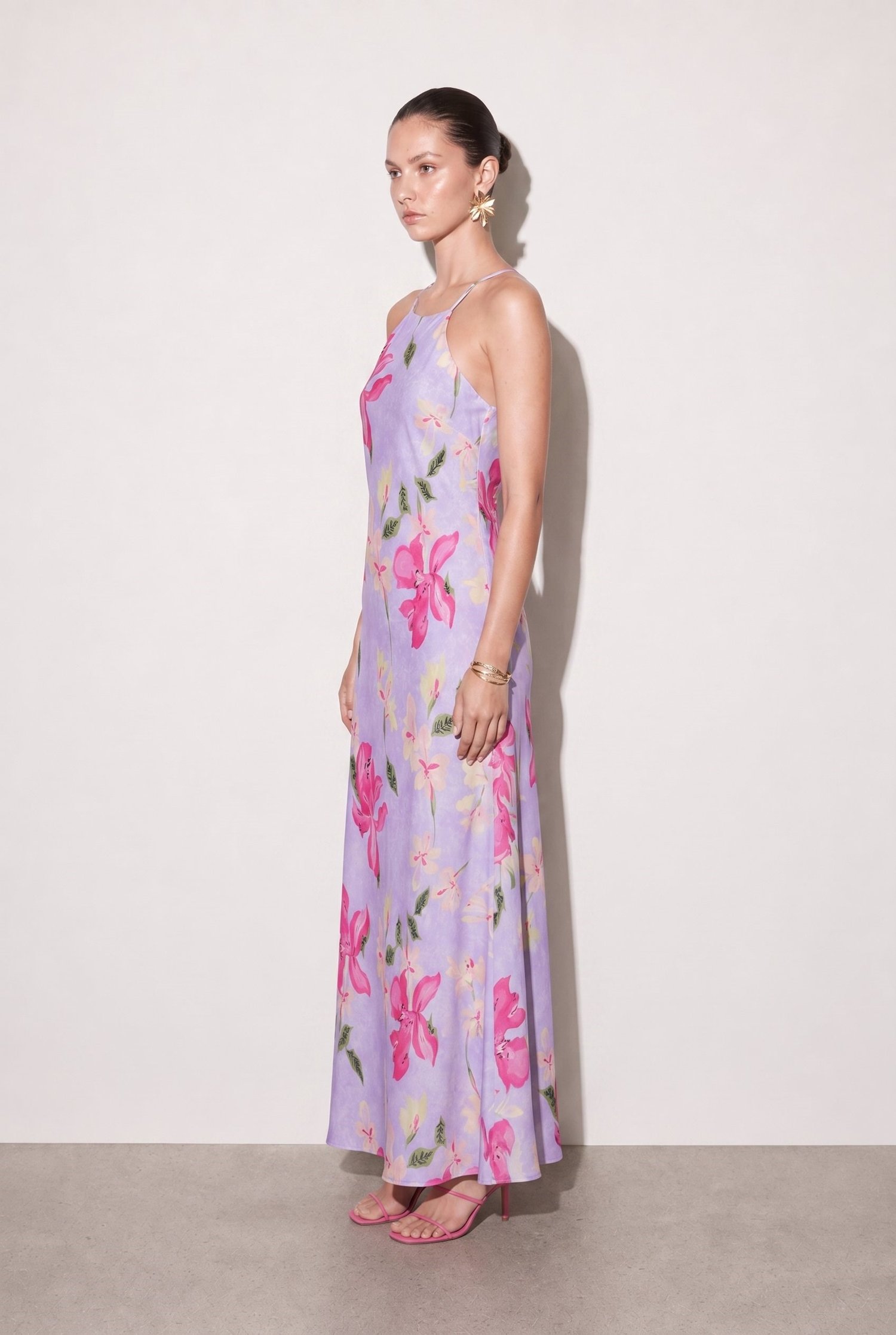 Lysa Floral Maxi Elbise Lila