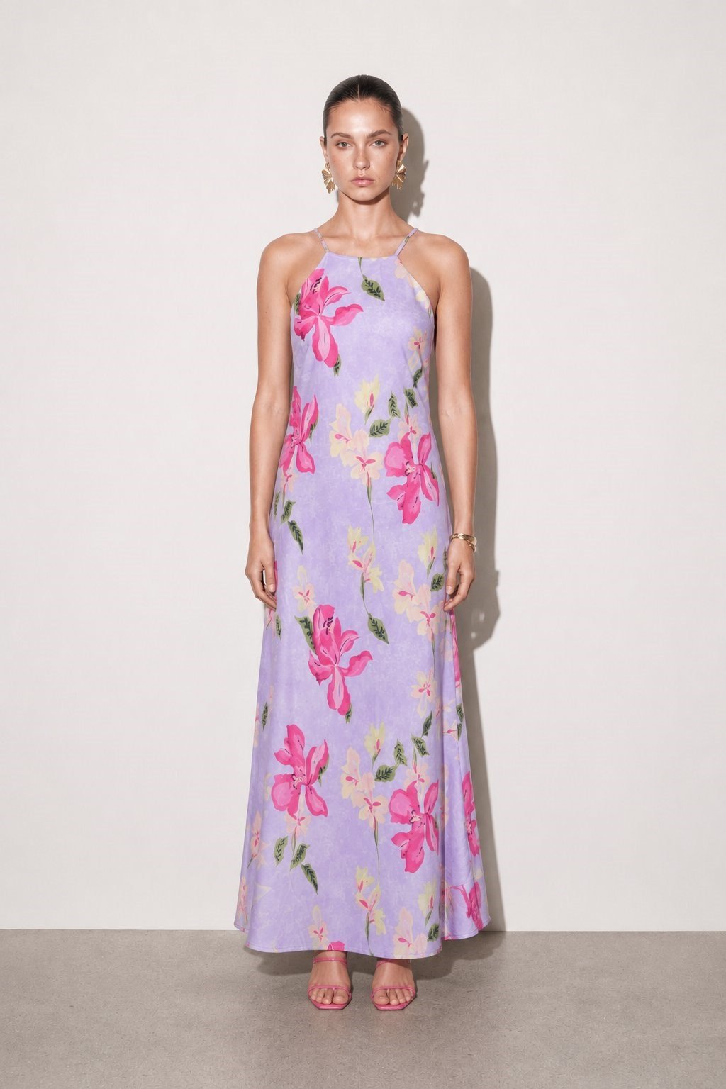 Lysa Floral Maxi Elbise Lila