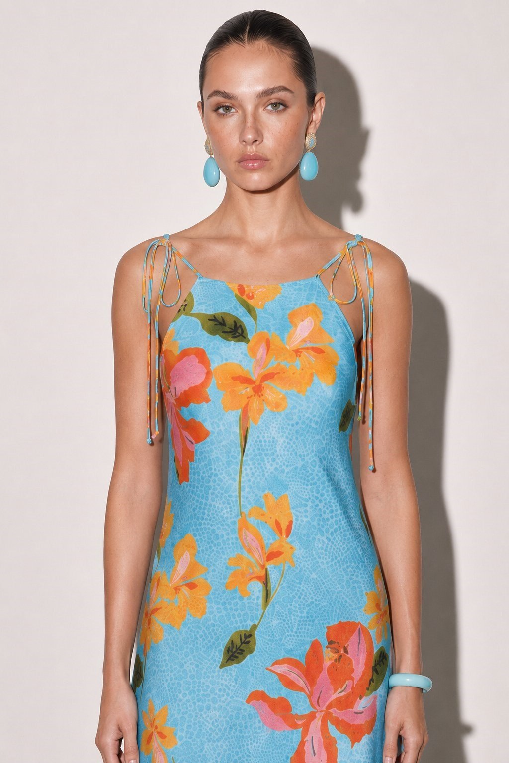 Lysa Floral Maxi Elbise Mavi