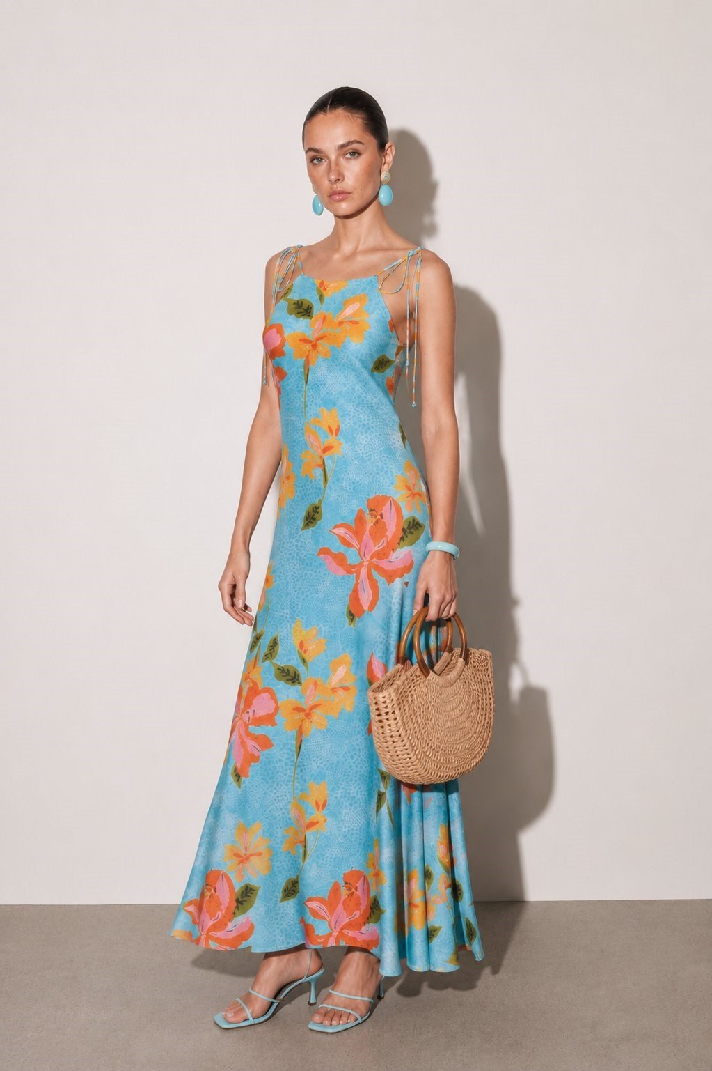 Lysa Floral Maxi Elbise Mavi