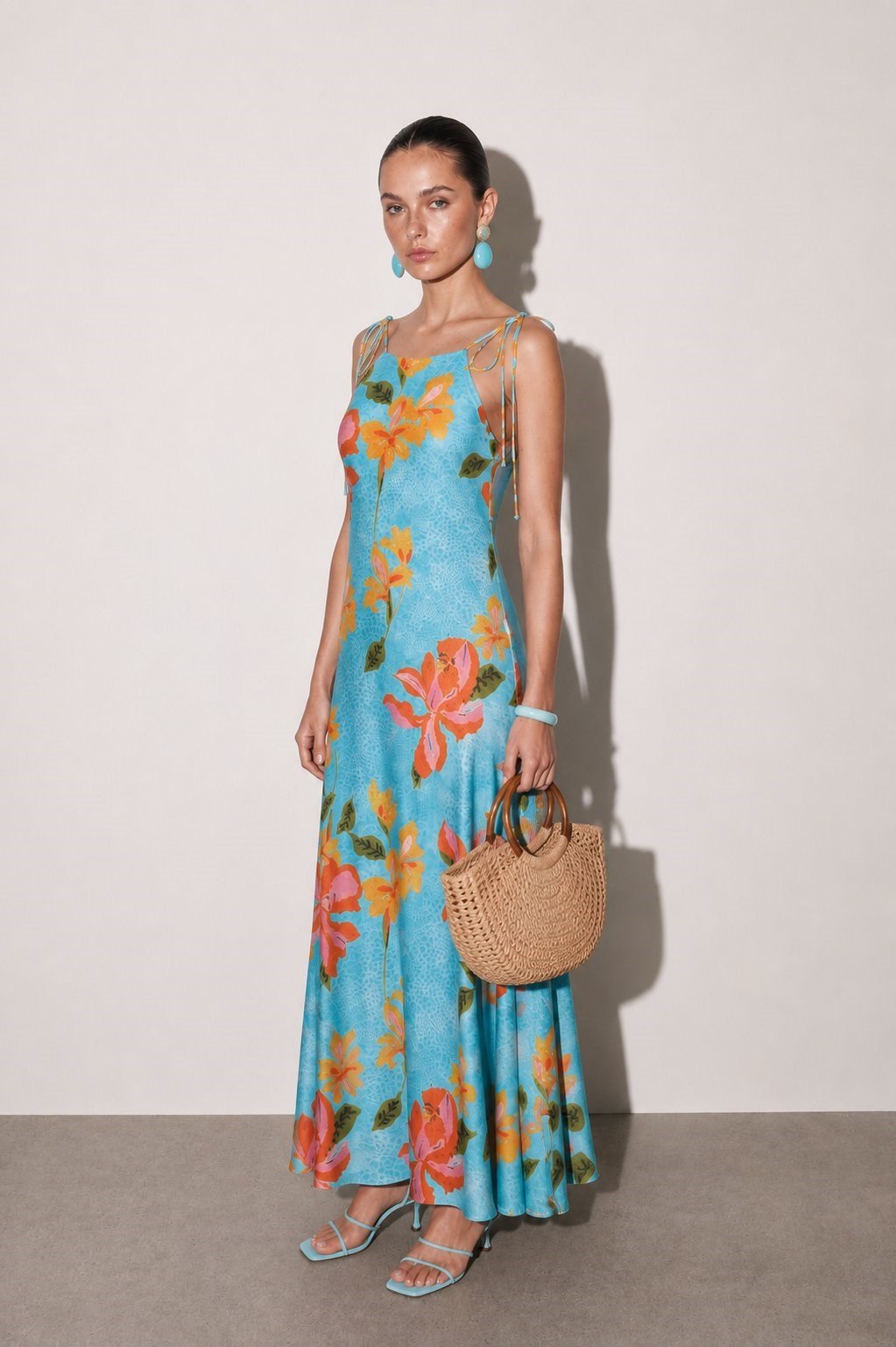 Lysa Floral Maxi Elbise Mavi