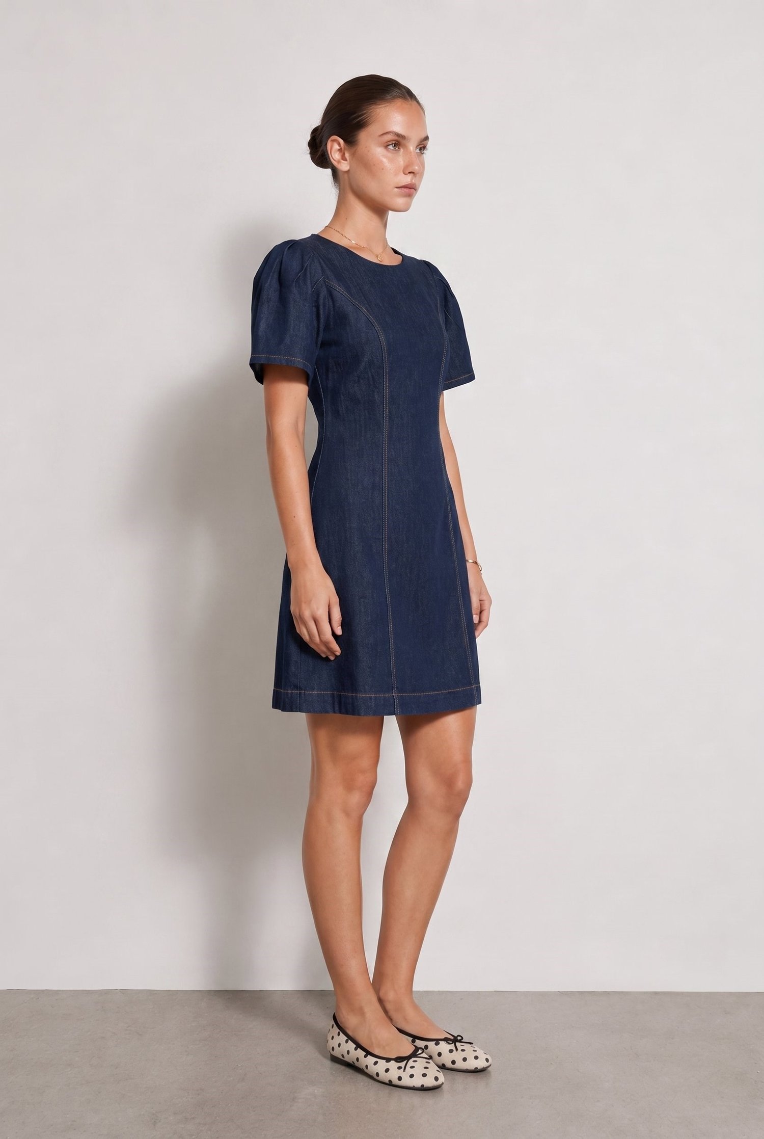 Mae Denim Mini Elbise