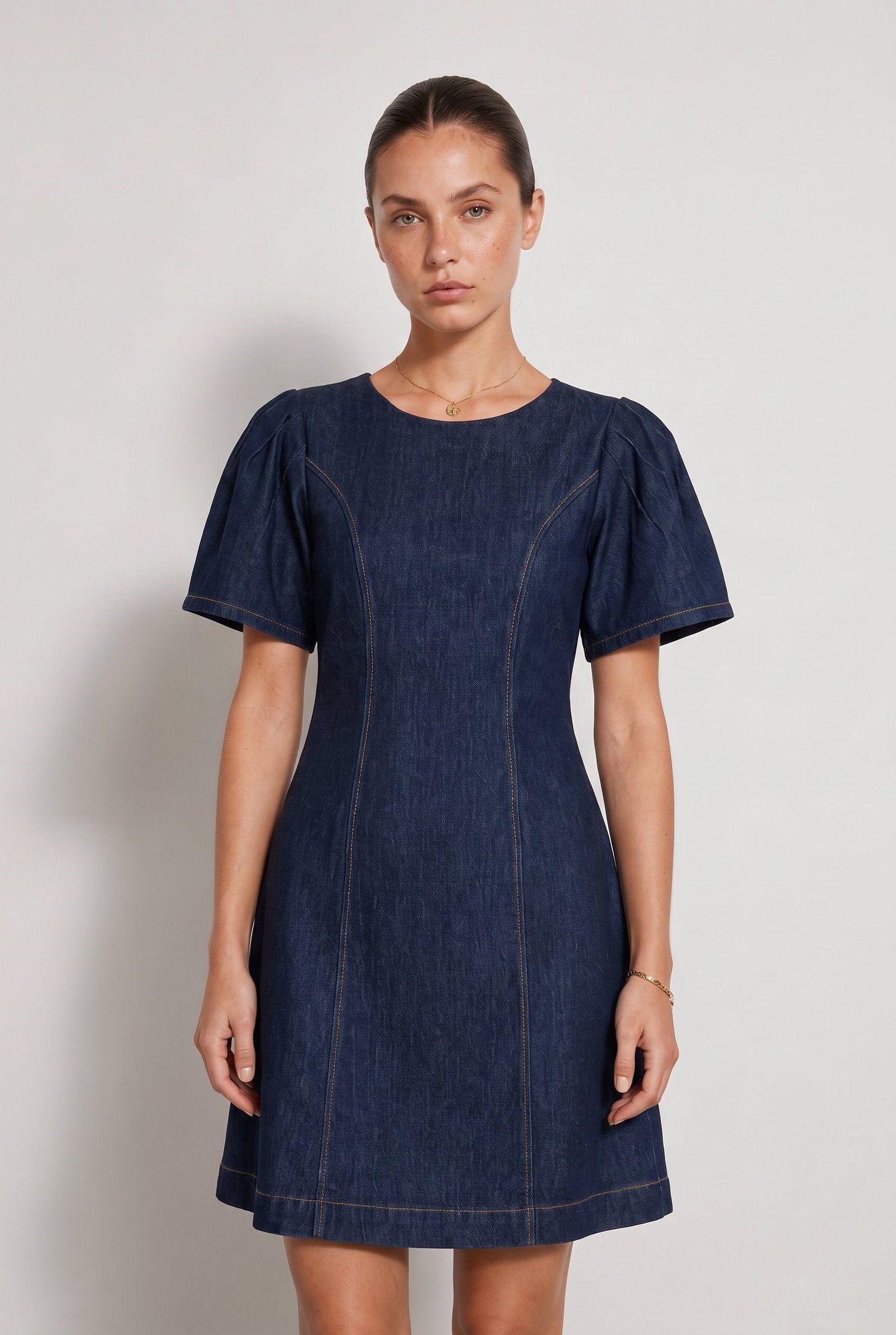 Mae Denim Mini Elbise
