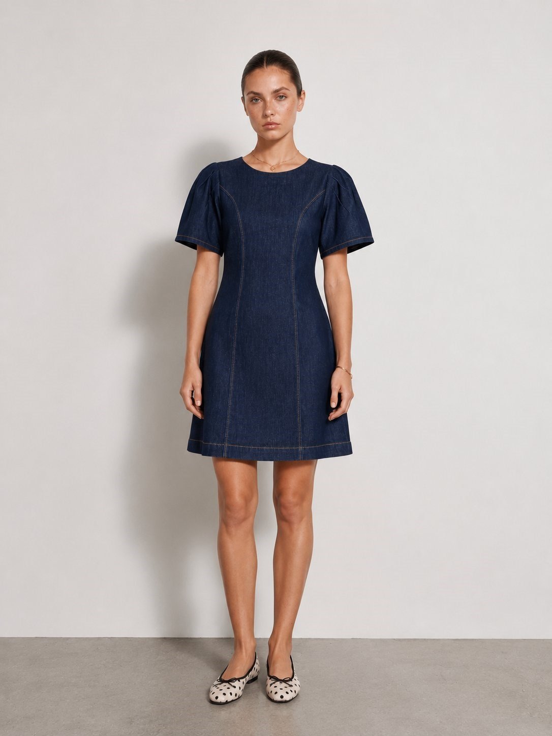 Mae Denim Mini Elbise