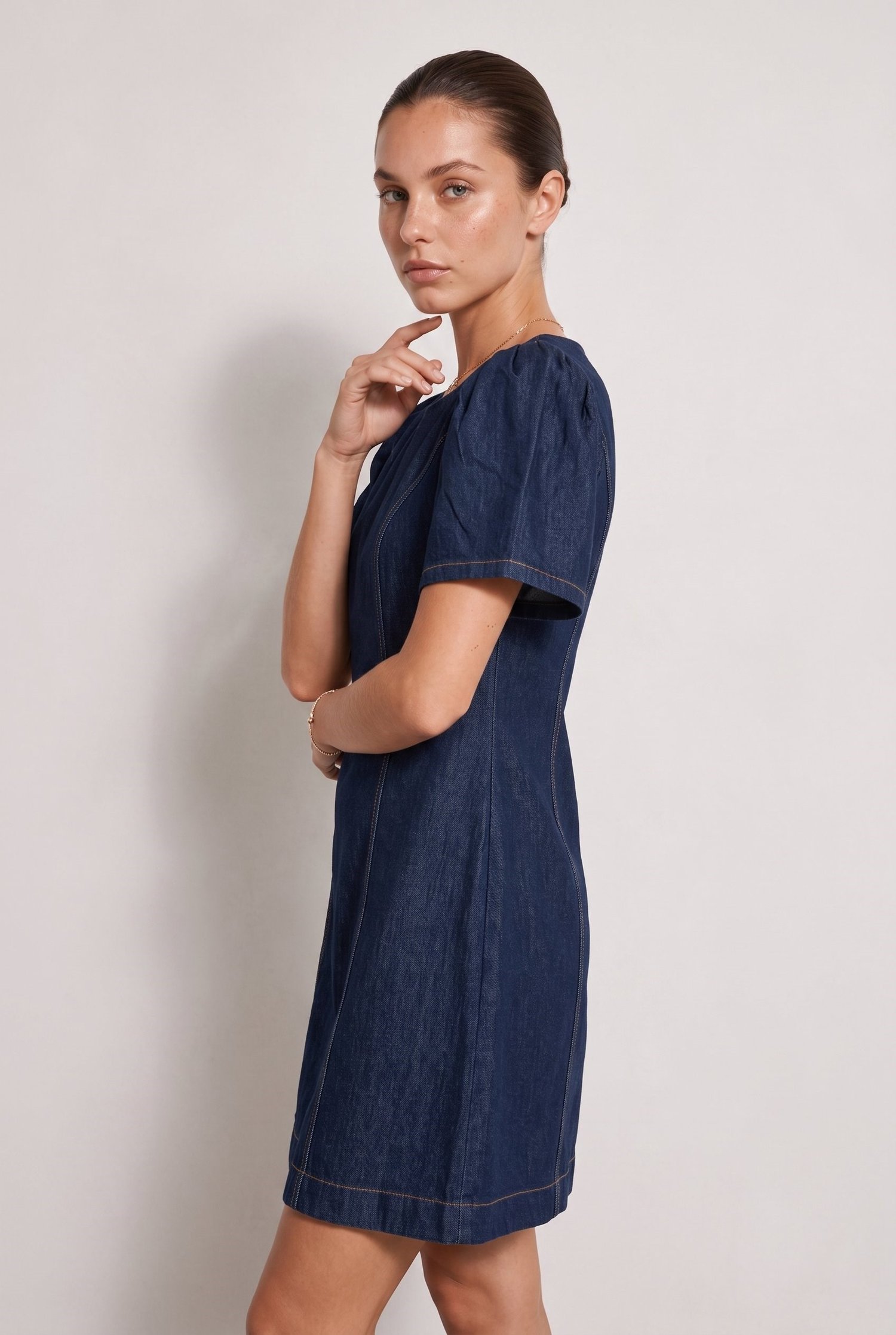 Mae Denim Mini Elbise