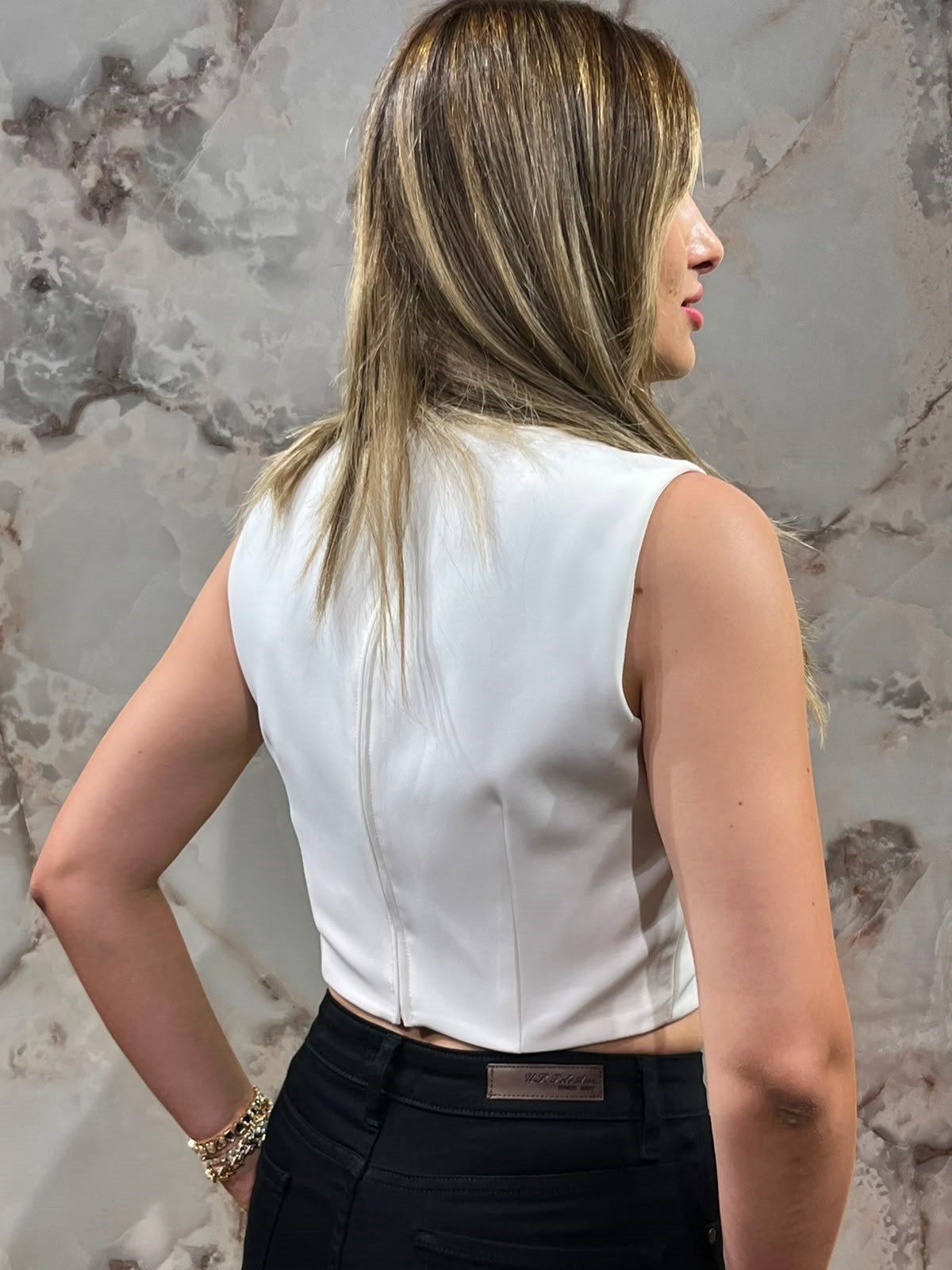 BEYAZ KARE YAKA DÜĞMELİ KADIN CROP BLUZ | ŞIK YAZLIK BLUZ 