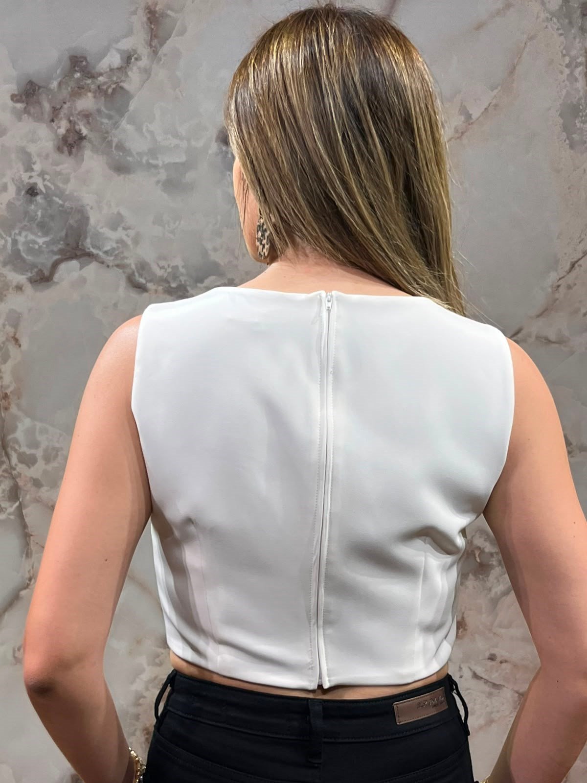 BEYAZ KARE YAKA DÜĞMELİ KADIN CROP BLUZ | ŞIK YAZLIK BLUZ 