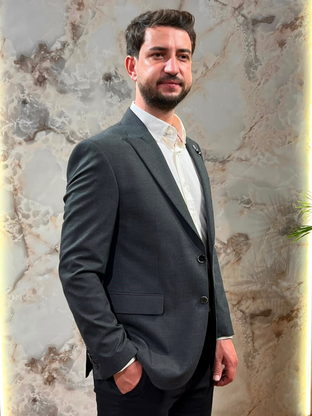 ERKEK ANTRASİT SLİM FİT BLAZER CEKET | TEK DÜĞMELİ KLASİK CEKET