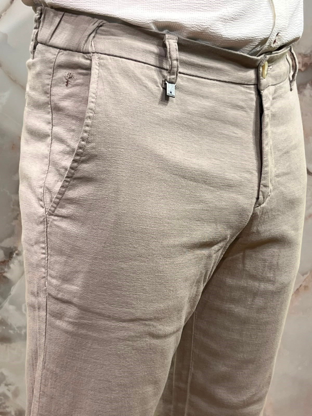 ERKEK BEJ HAM KETEN SLİM FİT PANTOLON | LİKRALI GÜNLÜK KLASİK PANTOLON 