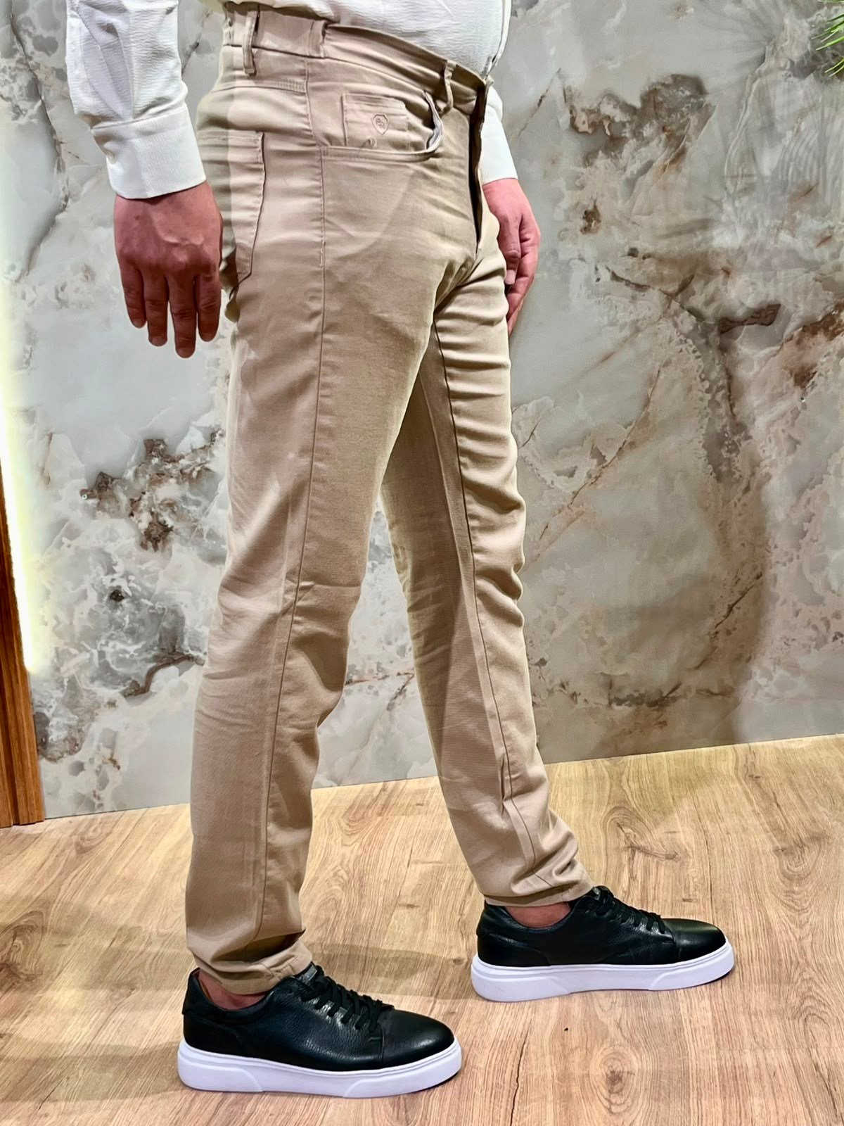 ERKEK BEJ TENCEL KUMAŞ SLİM FİT PANTOLON | LİKRALI GÜNLÜK KLASİK PANTOLON 