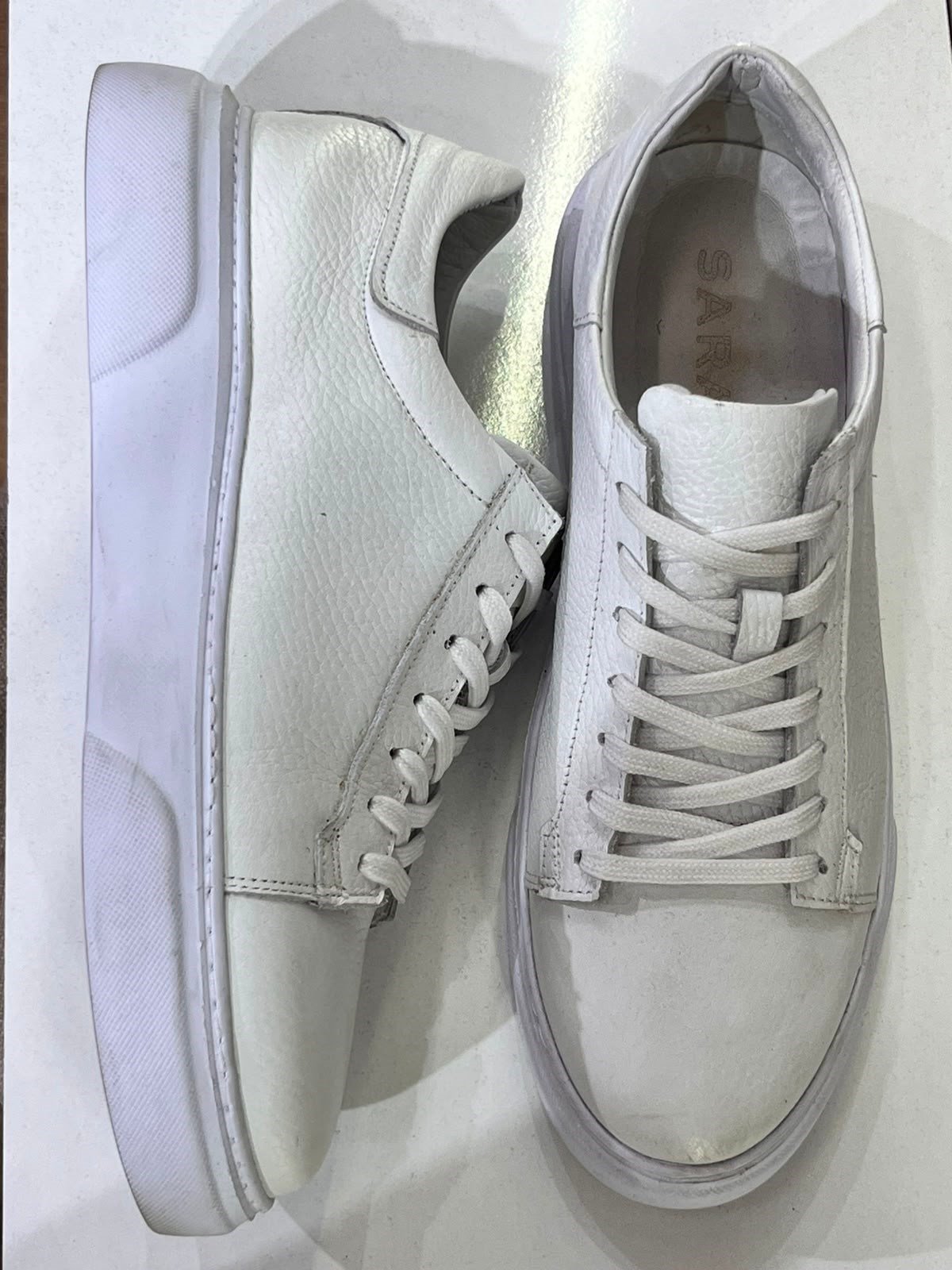 ERKEK BEYAZ HAKİKİ DERİ SNEAKER AYAKKABI | GÜNLÜK CASUAL SPOR AYAKKABI