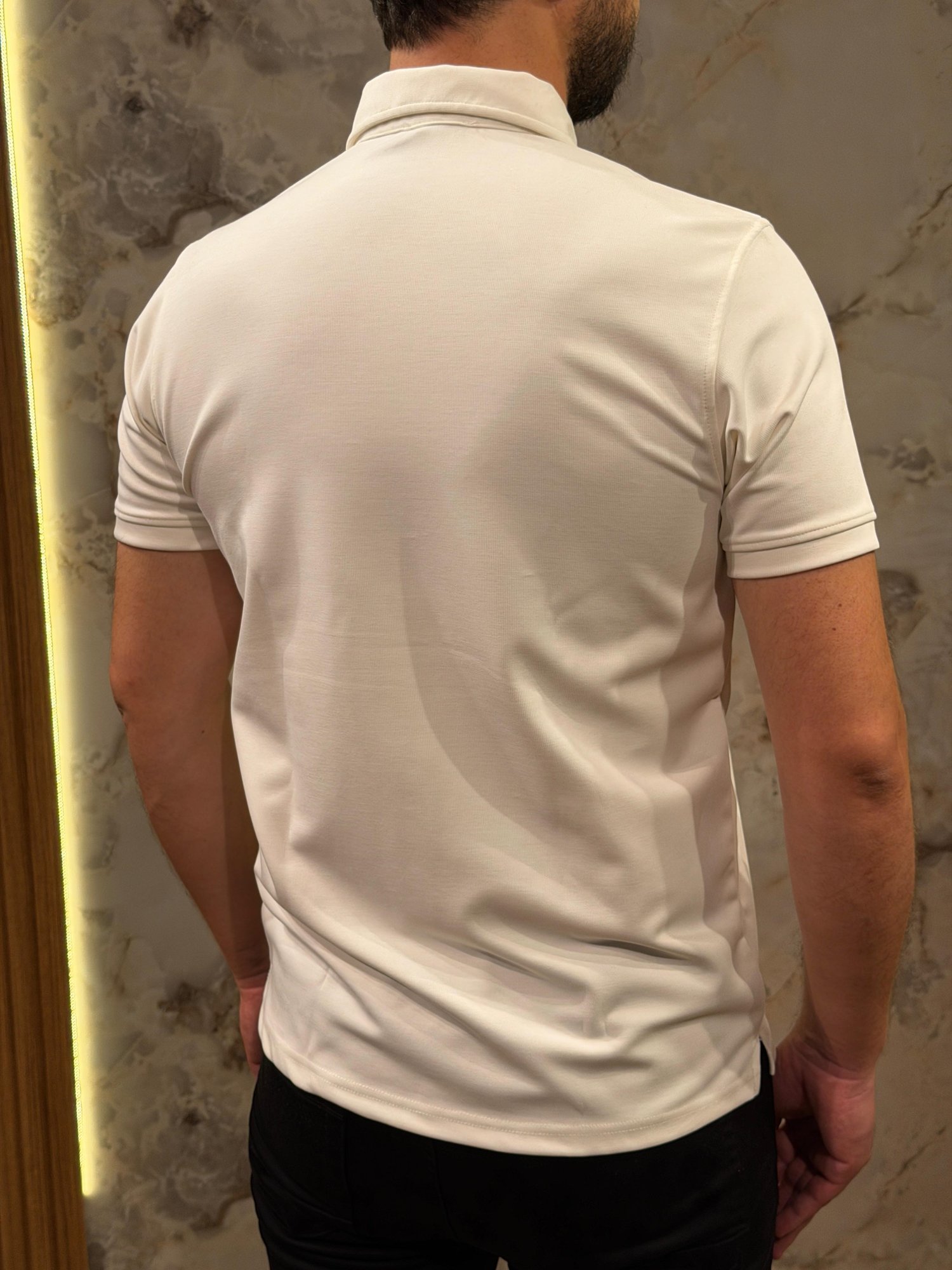 ERKEK BEYAZ POLO YAKA SLİM FİT TİŞÖRT 
