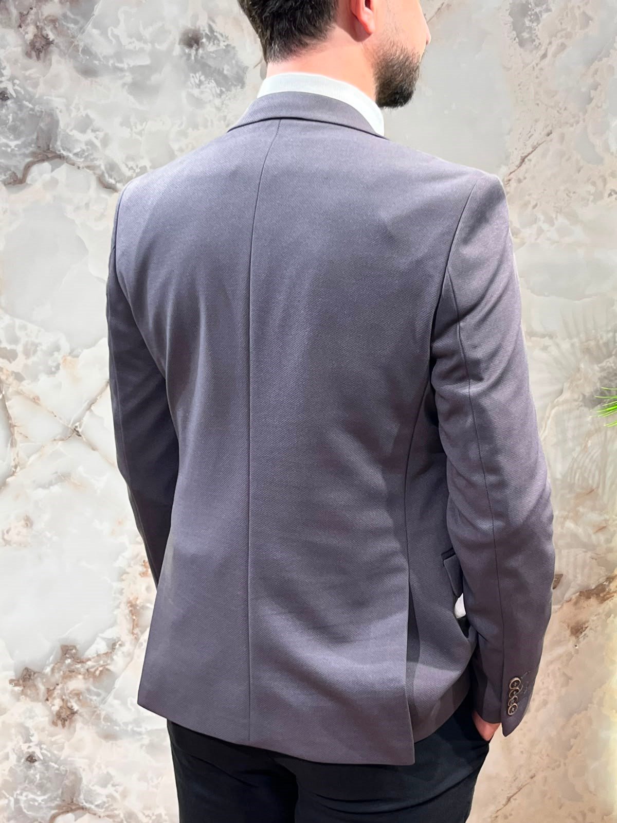 ERKEK FÜME SLİM FİT BLAZER CEKET | TEK DÜĞMELİ KLASİK CEKET