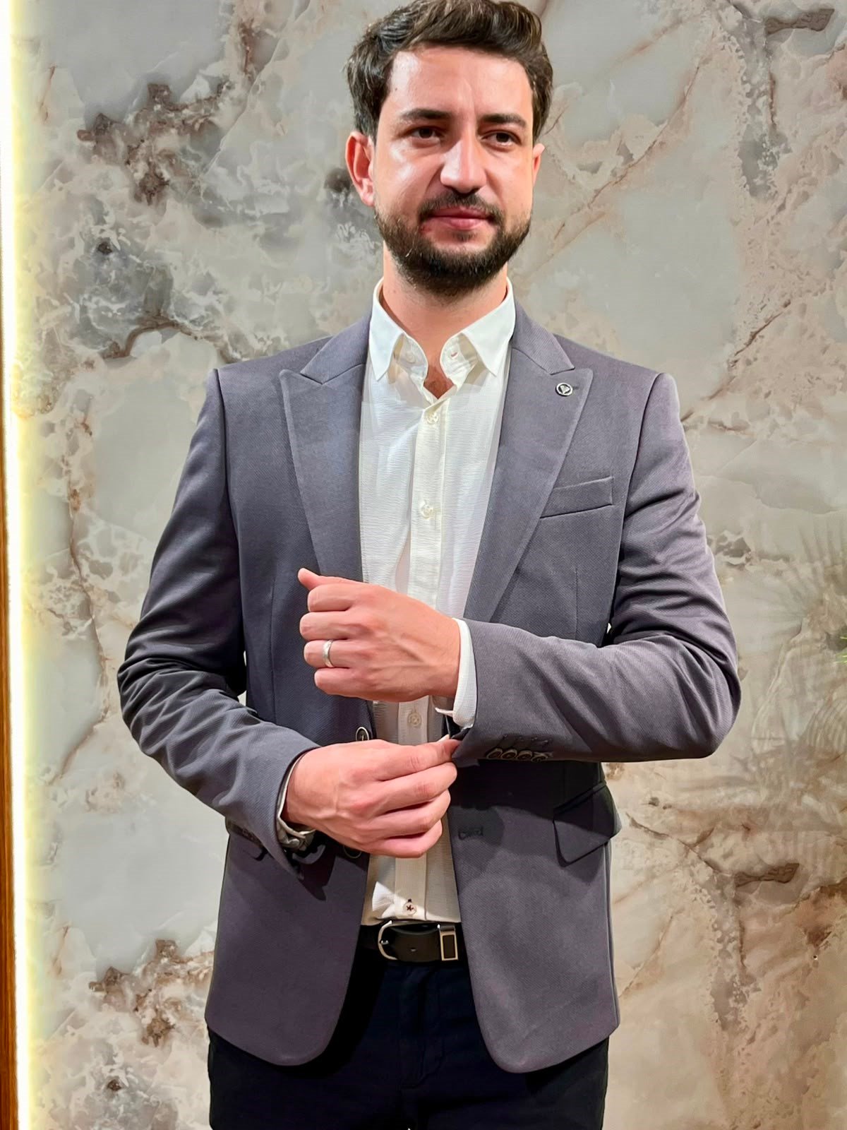 ERKEK FÜME SLİM FİT BLAZER CEKET | TEK DÜĞMELİ KLASİK CEKET