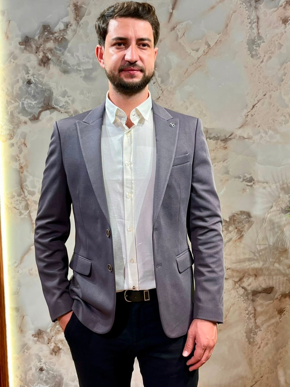 ERKEK FÜME SLİM FİT BLAZER CEKET | TEK DÜĞMELİ KLASİK CEKET