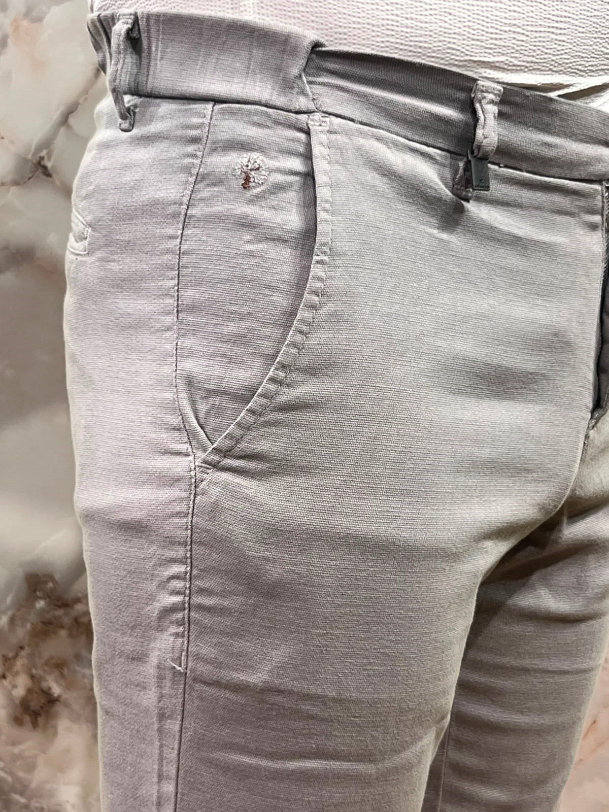 ERKEK GRİ HAM KETEN SLİM FİT PANTOLON | LİKRALI GÜNLÜK KLASİK PANTOLON 