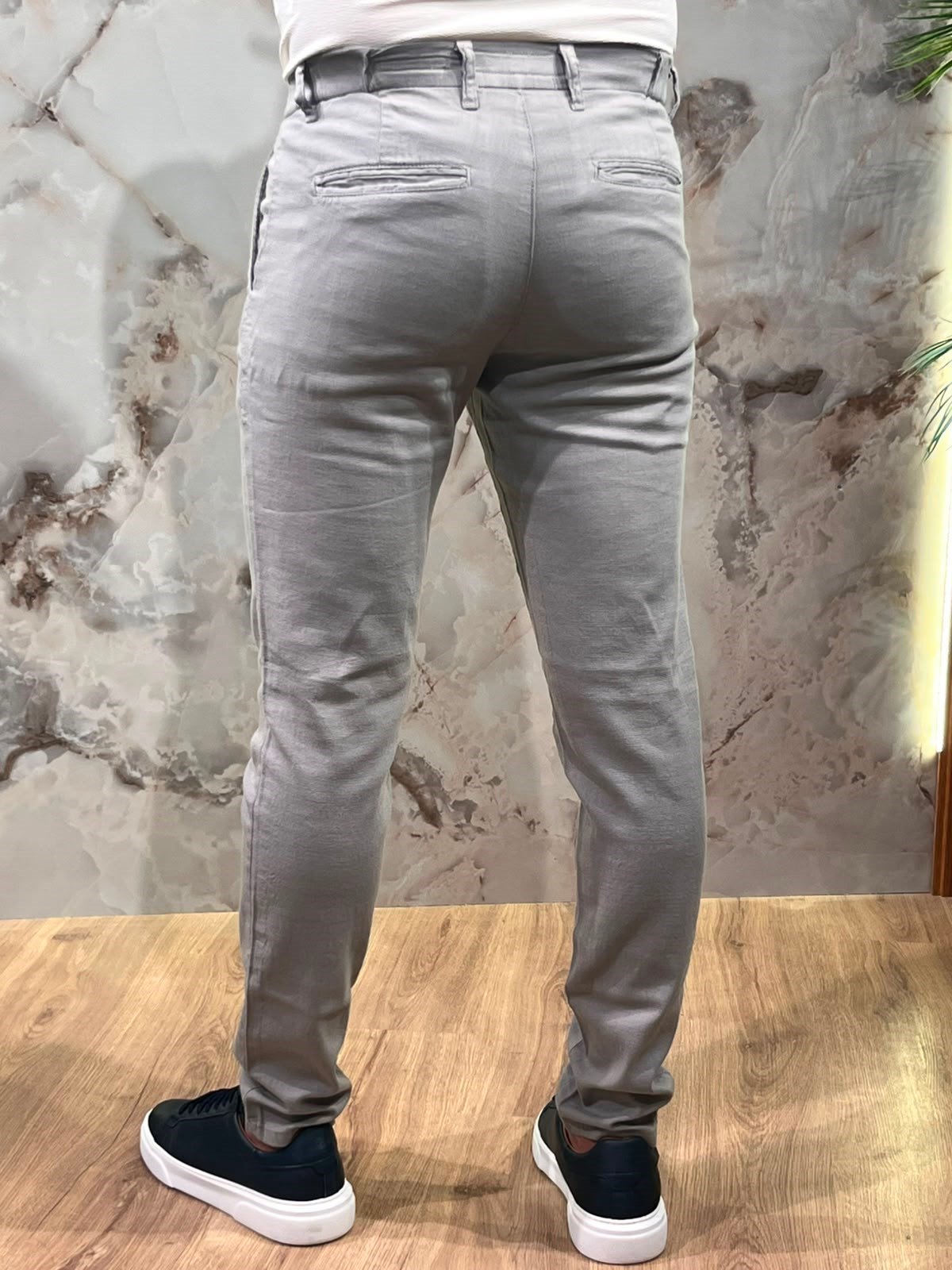 ERKEK GRİ HAM KETEN SLİM FİT PANTOLON | LİKRALI GÜNLÜK KLASİK PANTOLON 
