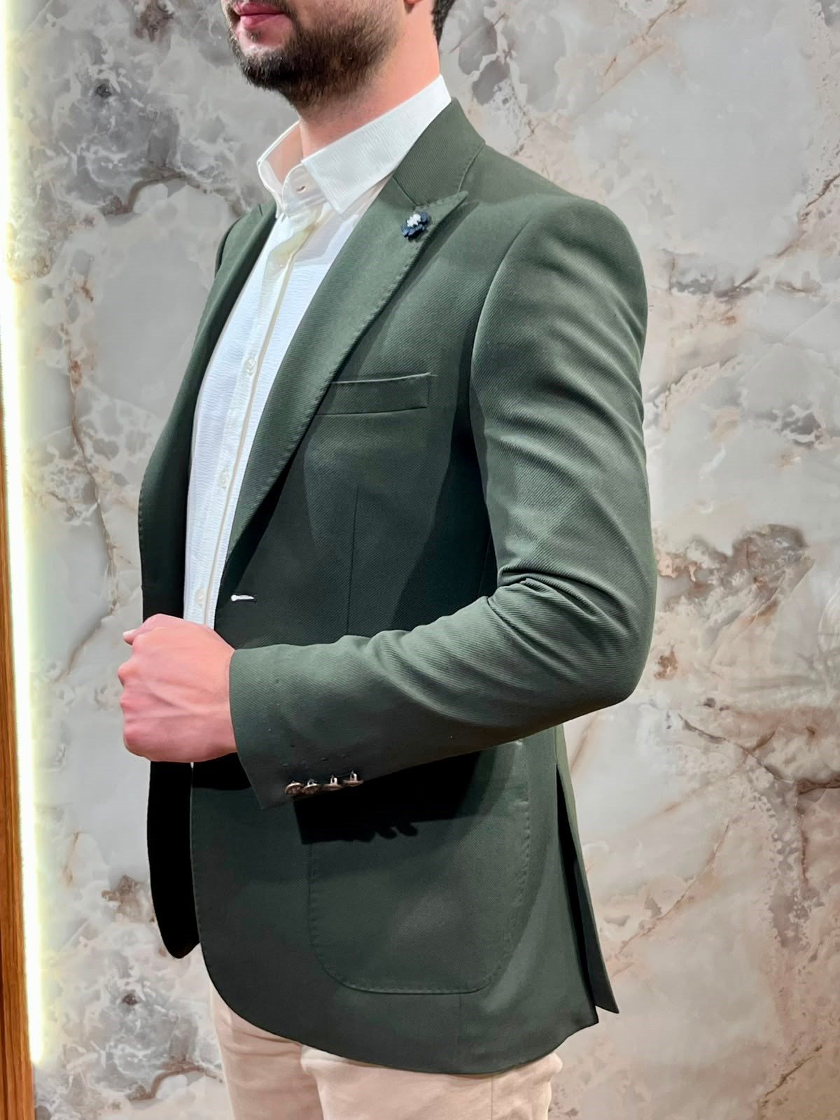 ERKEK HAKİ SLİM FİT BLAZER CEKET | TEK DÜĞMELİ KLASİK CEKET