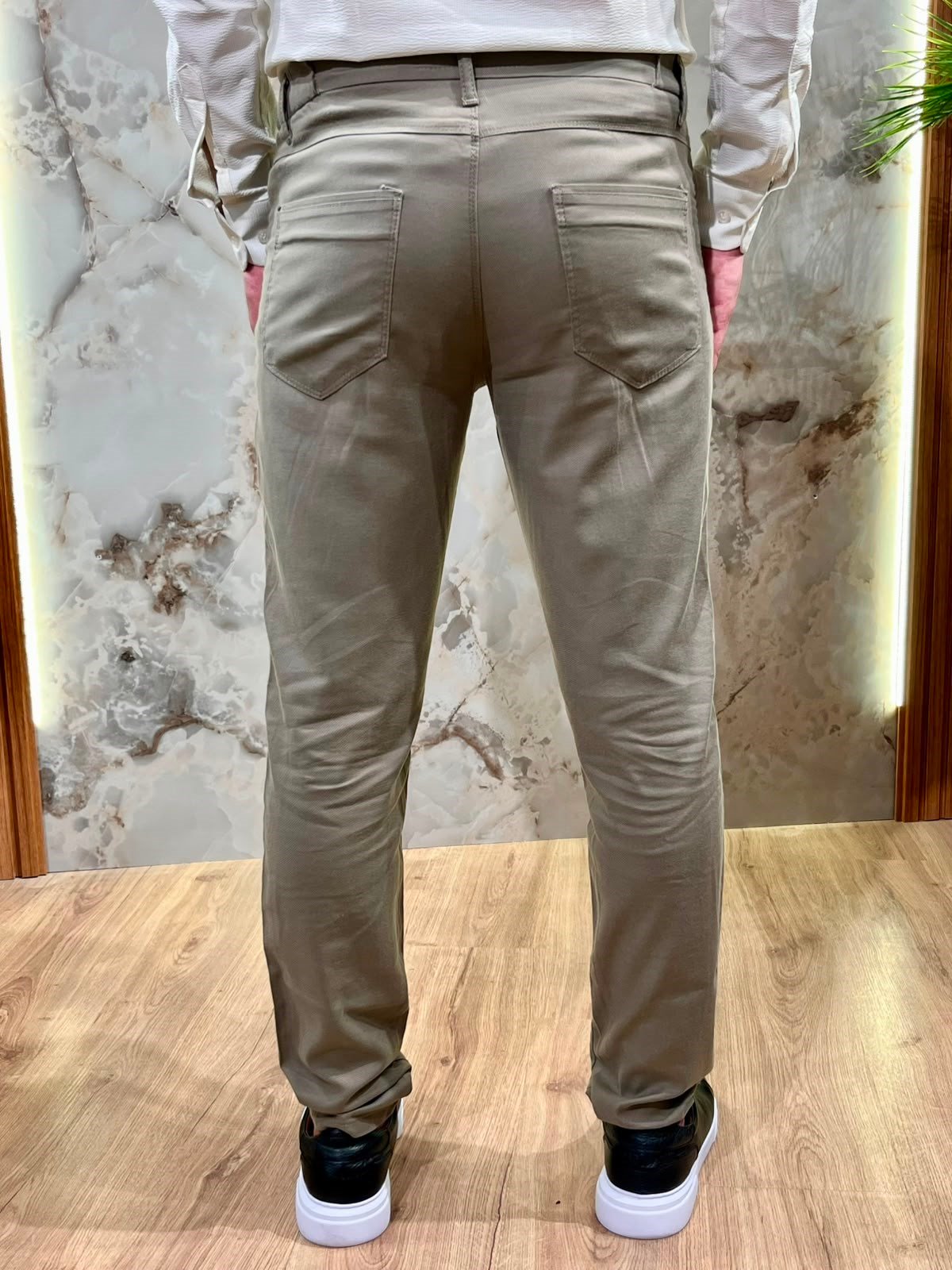 ERKEK HAKİ TENCEL KUMAŞ SLİM FİT PANTOLON | LİKRALI GÜNLÜK KLASİK PANTOLON 