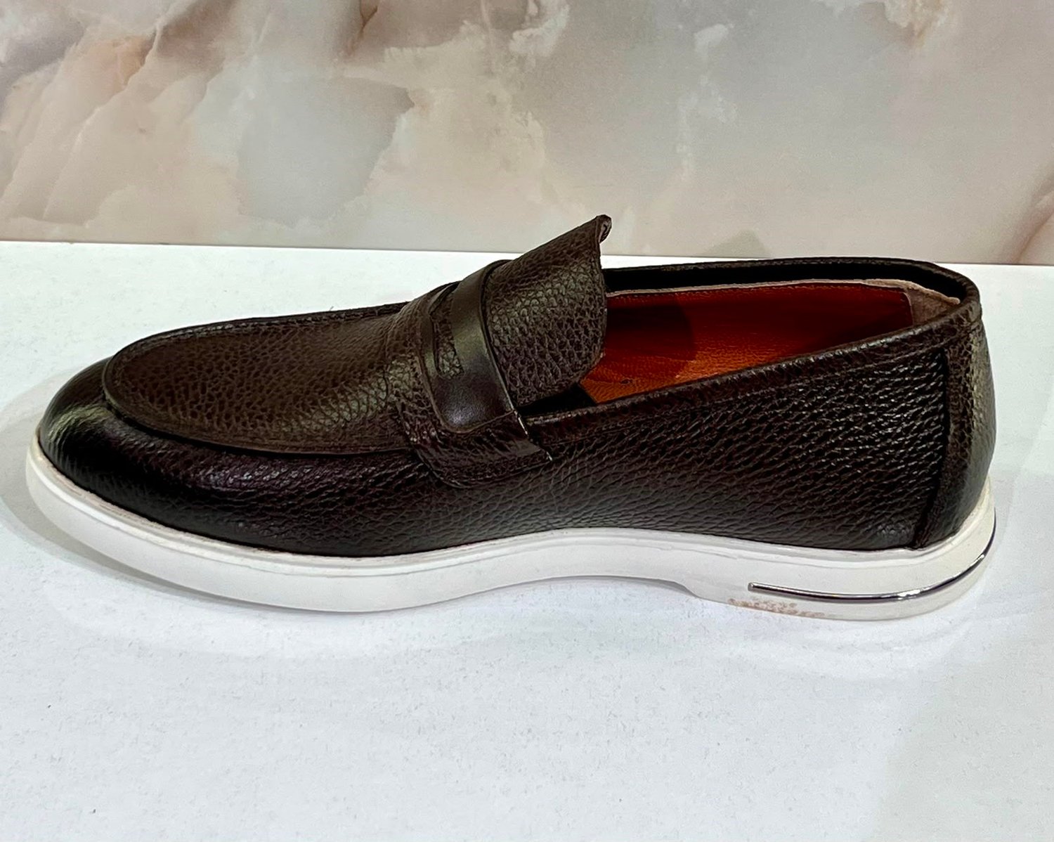 ERKEK KAHVERENGİ HAKİKİ DERİ LOAFER AYAKKABI  | İÇİ DIŞI DERİ BEYAZ TABAN GÜNLÜK KLASİK 