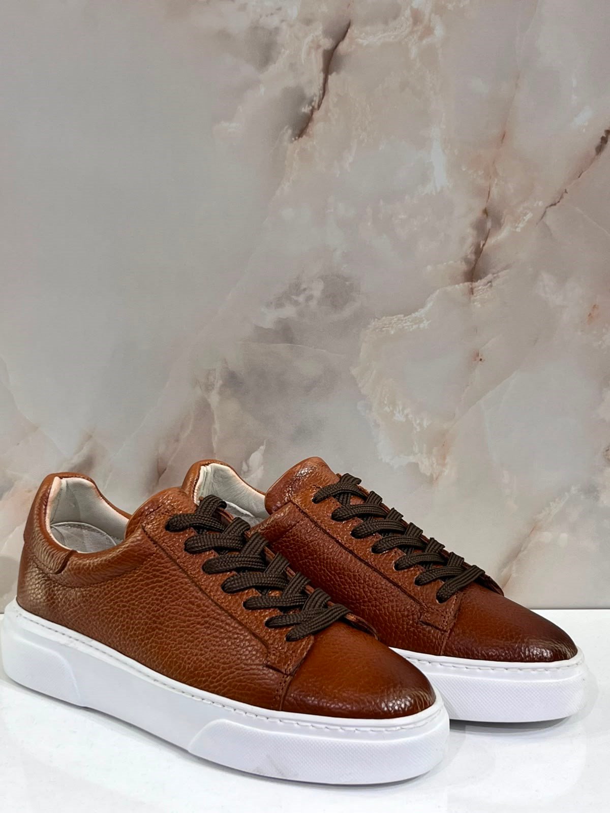 ERKEK KAHVERENGİ HAKİKİ DERİ SNEAKER AYAKKABI | GÜNLÜK CASUAL SPOR AYAKKABI