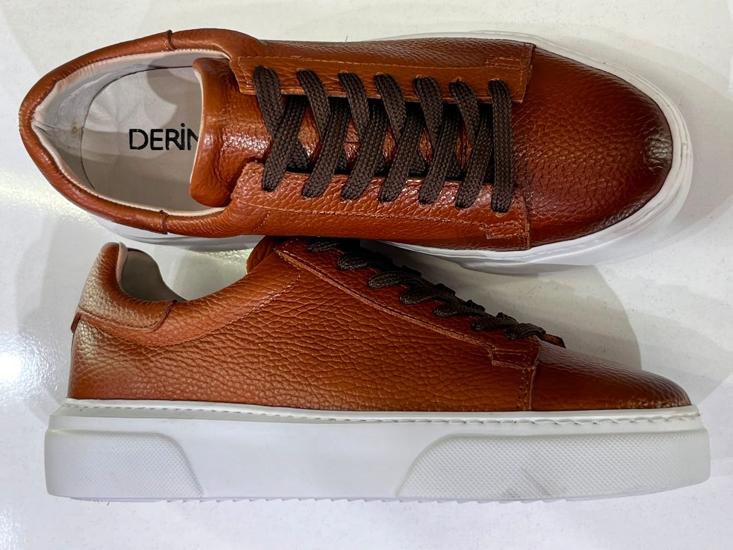 ERKEK KAHVERENGİ HAKİKİ DERİ SNEAKER AYAKKABI | GÜNLÜK CASUAL SPOR AYAKKABI