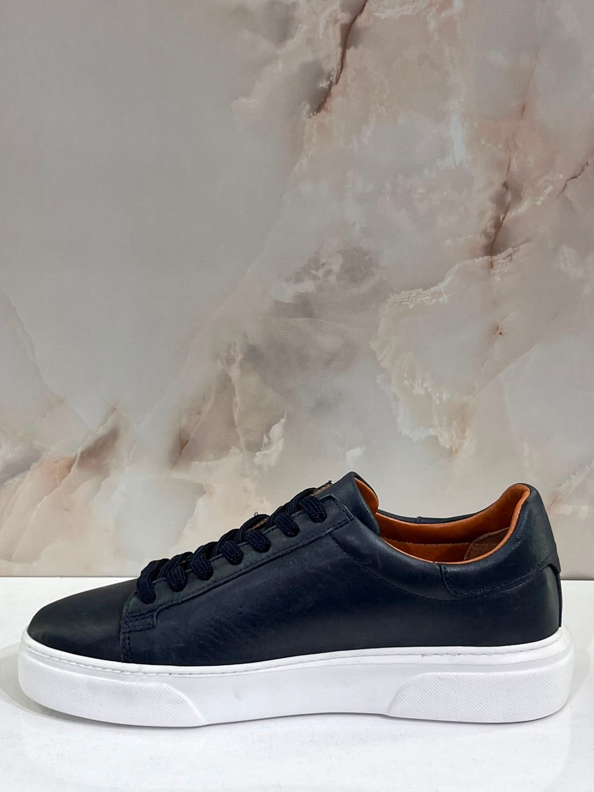 ERKEK LACİVERT HAKİKİ DERİ SNEAKER AYAKKABI | GÜNLÜK CASUAL SPOR AYAKKABI