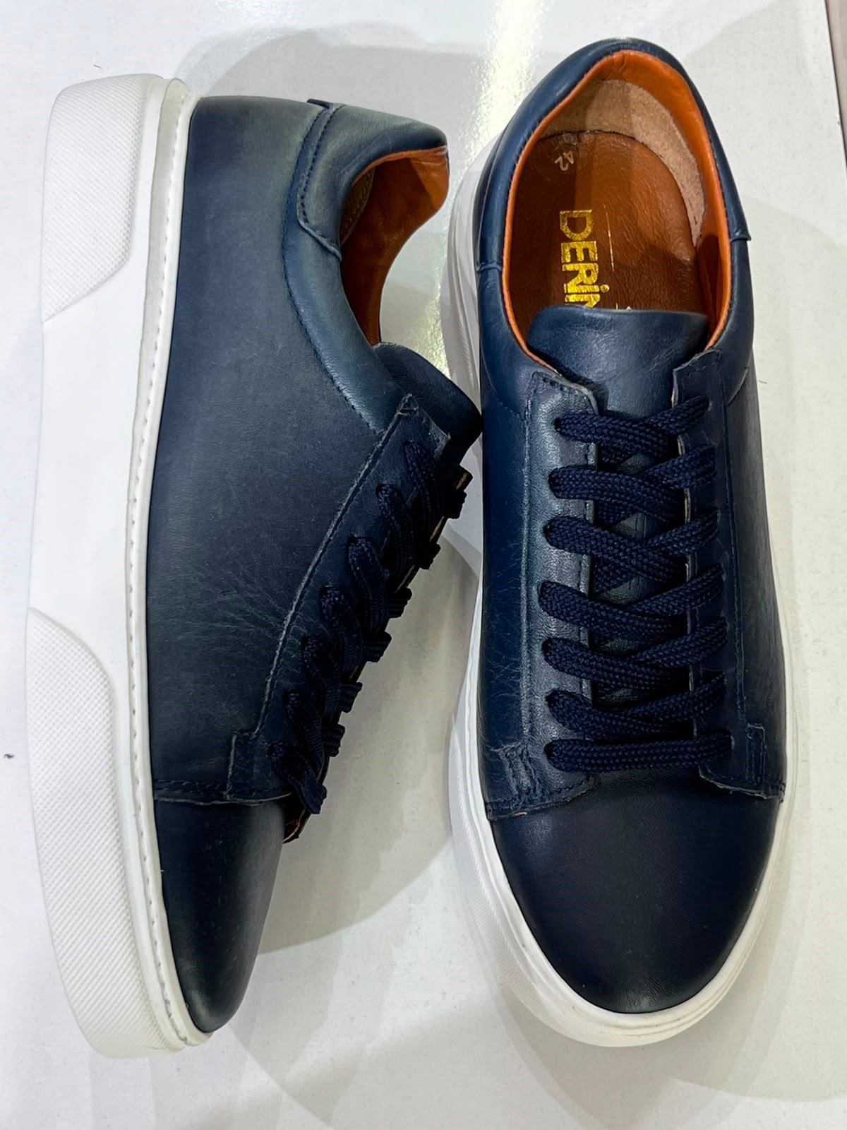 ERKEK LACİVERT HAKİKİ DERİ SNEAKER AYAKKABI | GÜNLÜK CASUAL SPOR AYAKKABI