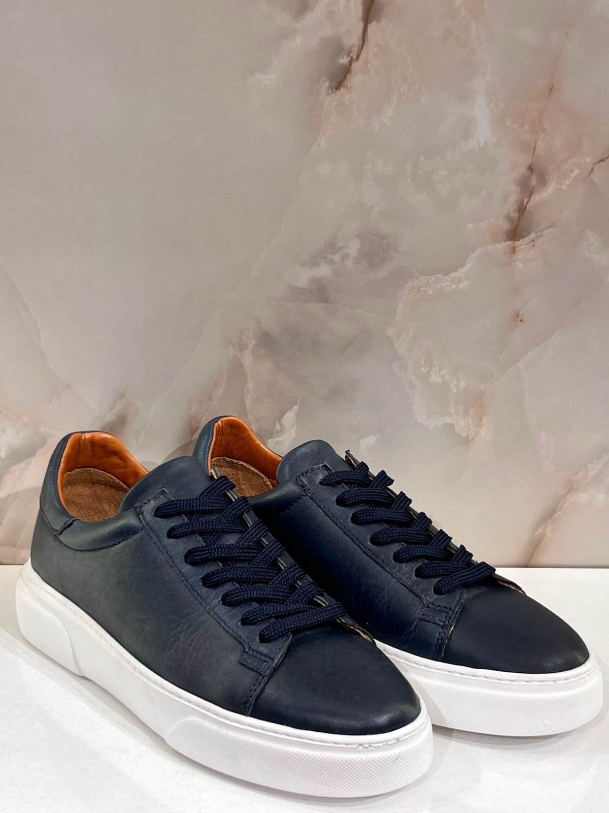 ERKEK LACİVERT HAKİKİ DERİ SNEAKER AYAKKABI | GÜNLÜK CASUAL SPOR AYAKKABI
