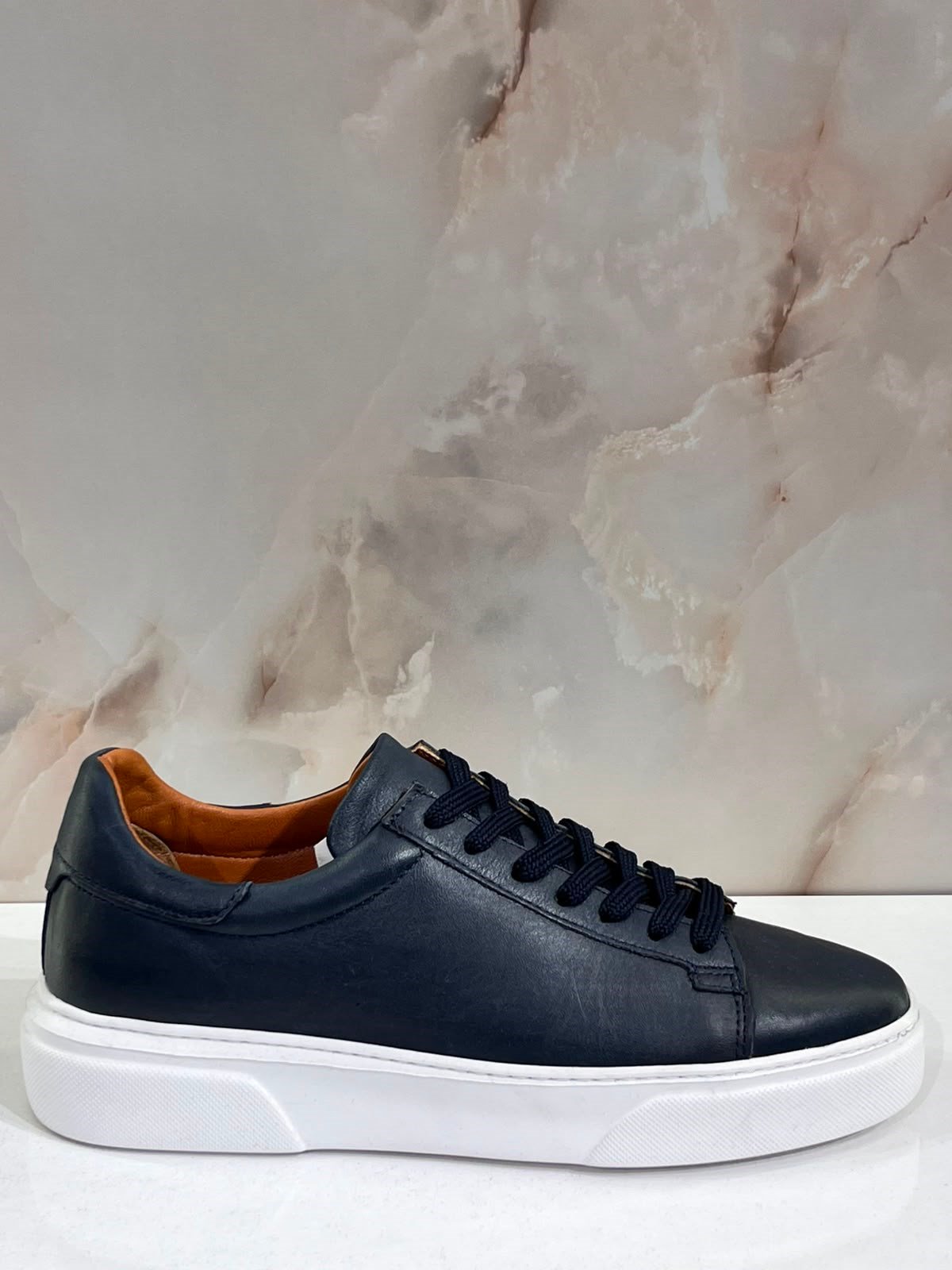 ERKEK LACİVERT HAKİKİ DERİ SNEAKER AYAKKABI | GÜNLÜK CASUAL SPOR AYAKKABI