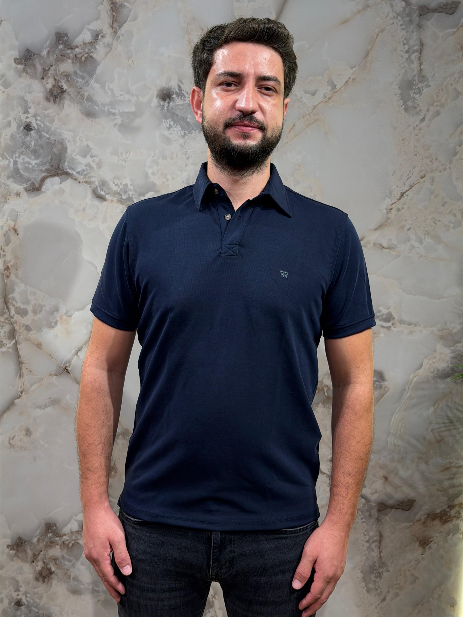 ERKEK LACİVERT POLO YAKA SLİM FİT TİŞÖRT 