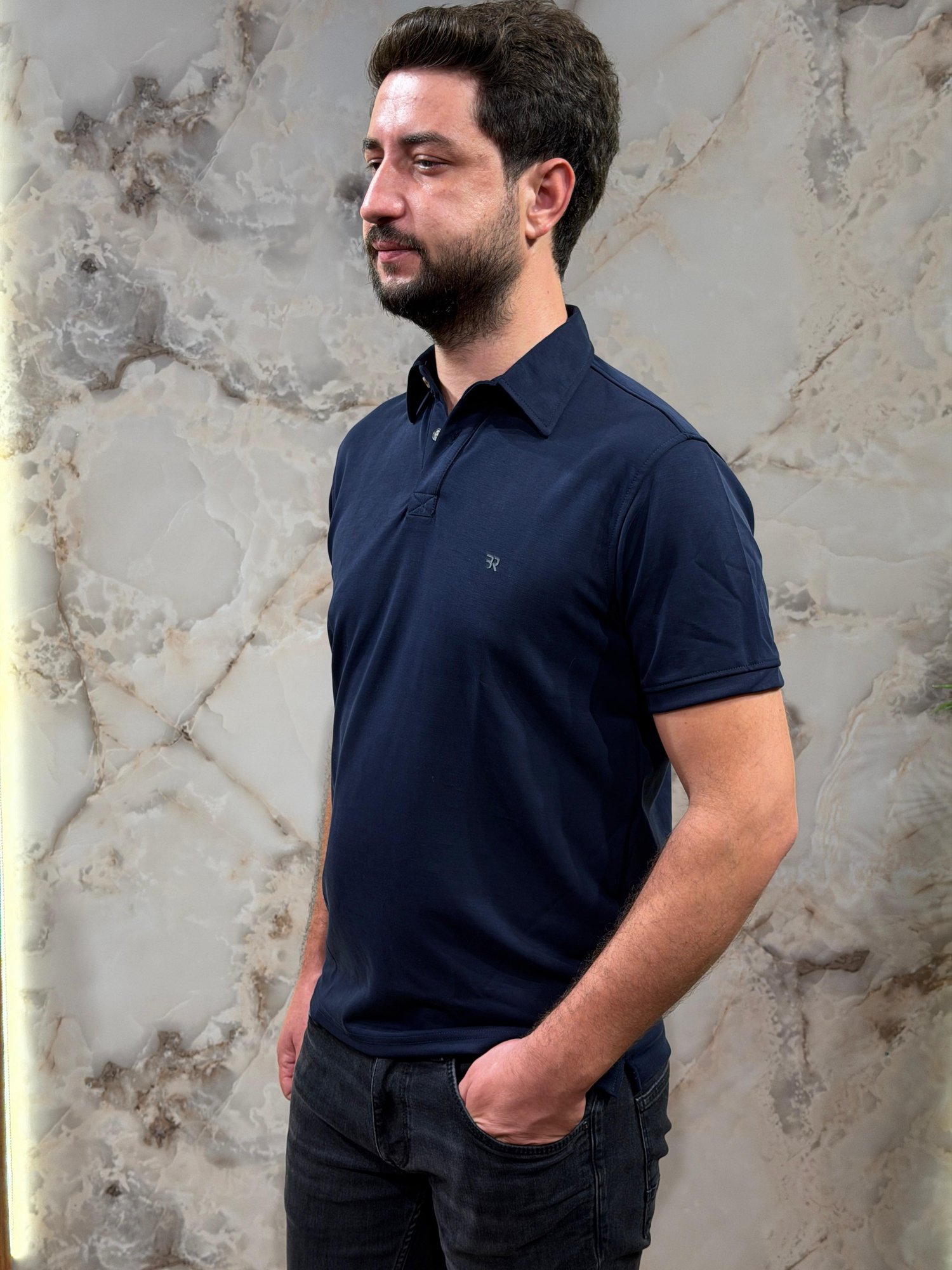 ERKEK LACİVERT POLO YAKA SLİM FİT TİŞÖRT 