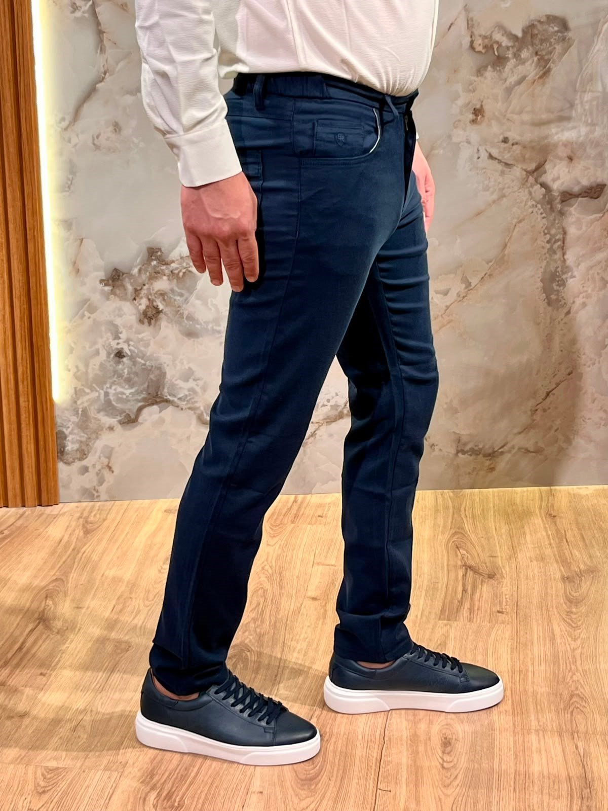 Erkek Lacivert Tencel Kumaş Slim Fit Pantolon | Günlük & Ofis Kullanımı