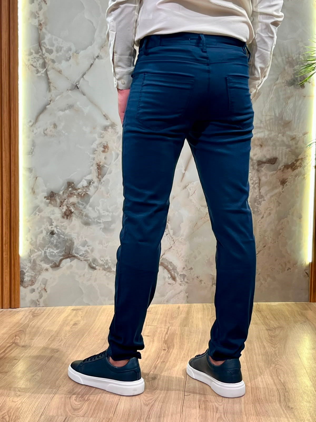 Erkek Lacivert Tencel Kumaş Slim Fit Pantolon | Günlük & Ofis Kullanımı