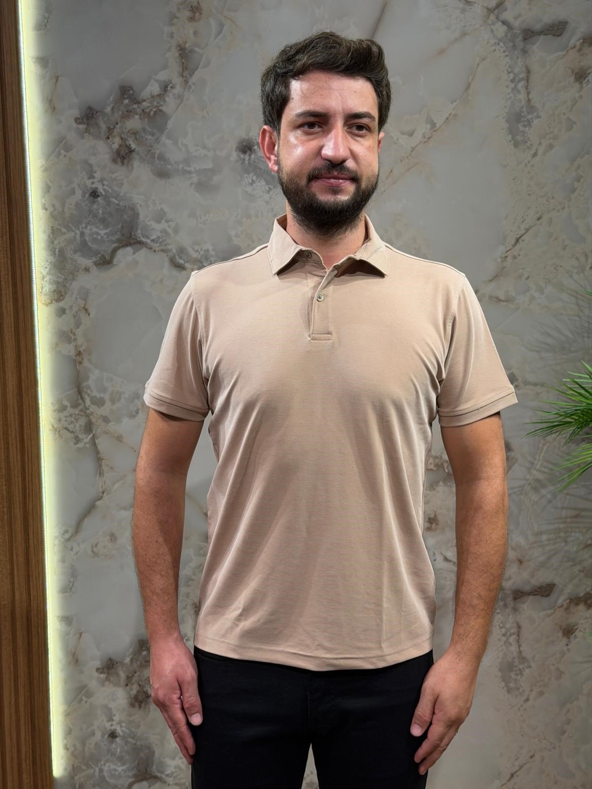 ERKEK NUDE SOLUK EFEKTLİ POLO YAKA TİŞÖRT 