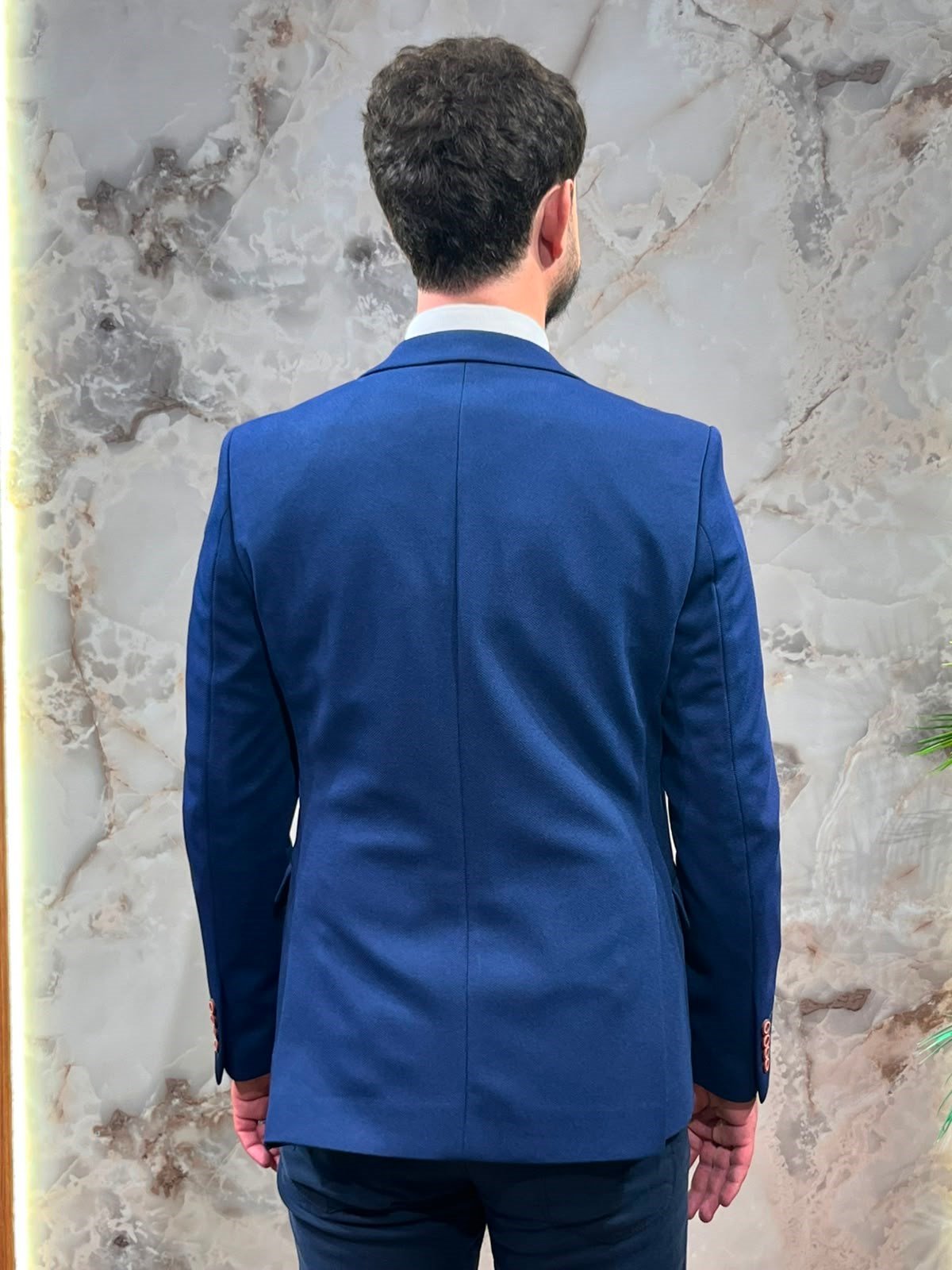 ERKEK SAKS MAVİ SLİM FİT BLAZER CEKET 