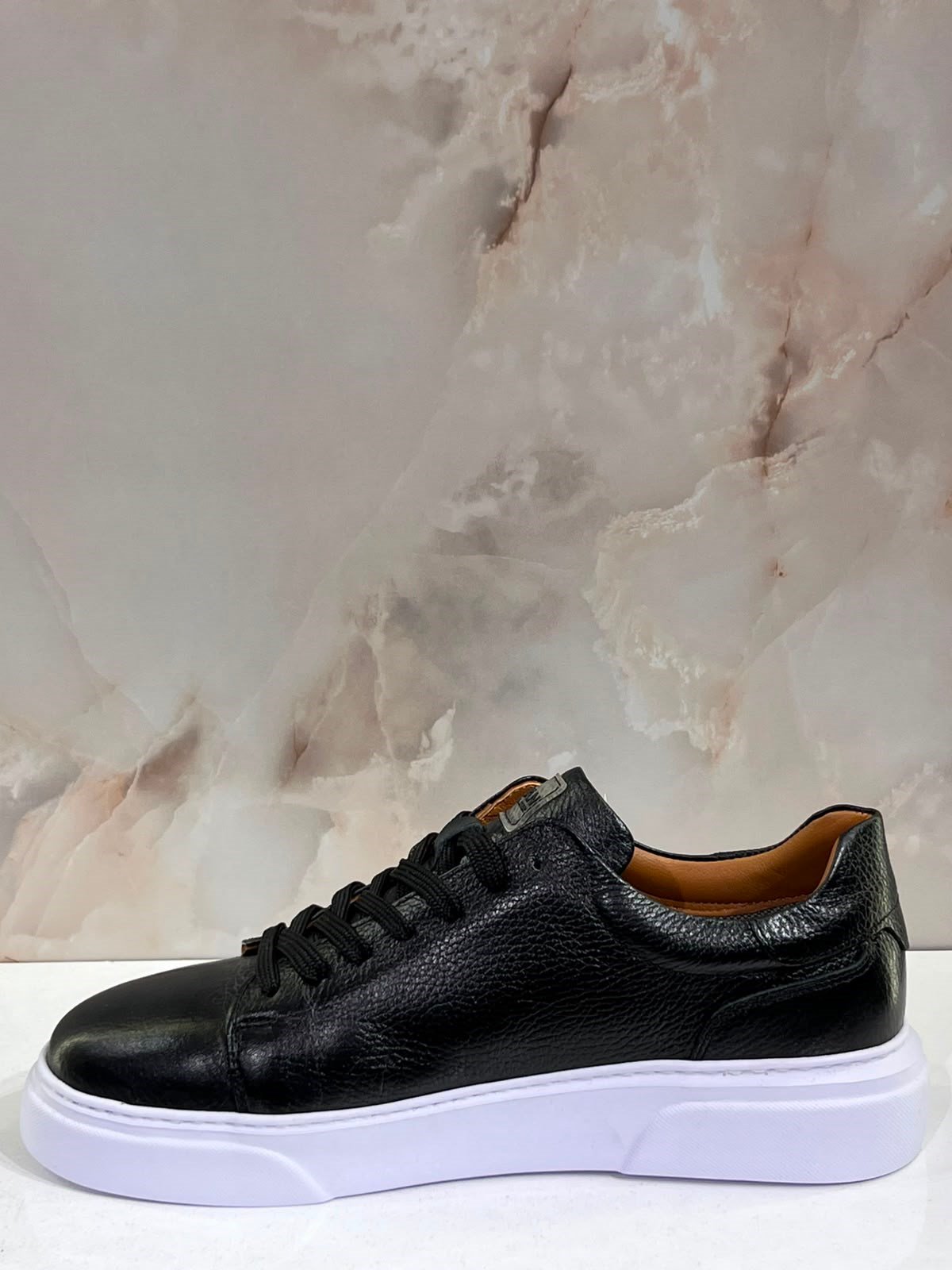 ERKEK SİYAH HAKİKİ DERİ SNEAKER AYAKKABI | GÜNLÜK CASUAL SPOR AYAKKABI
