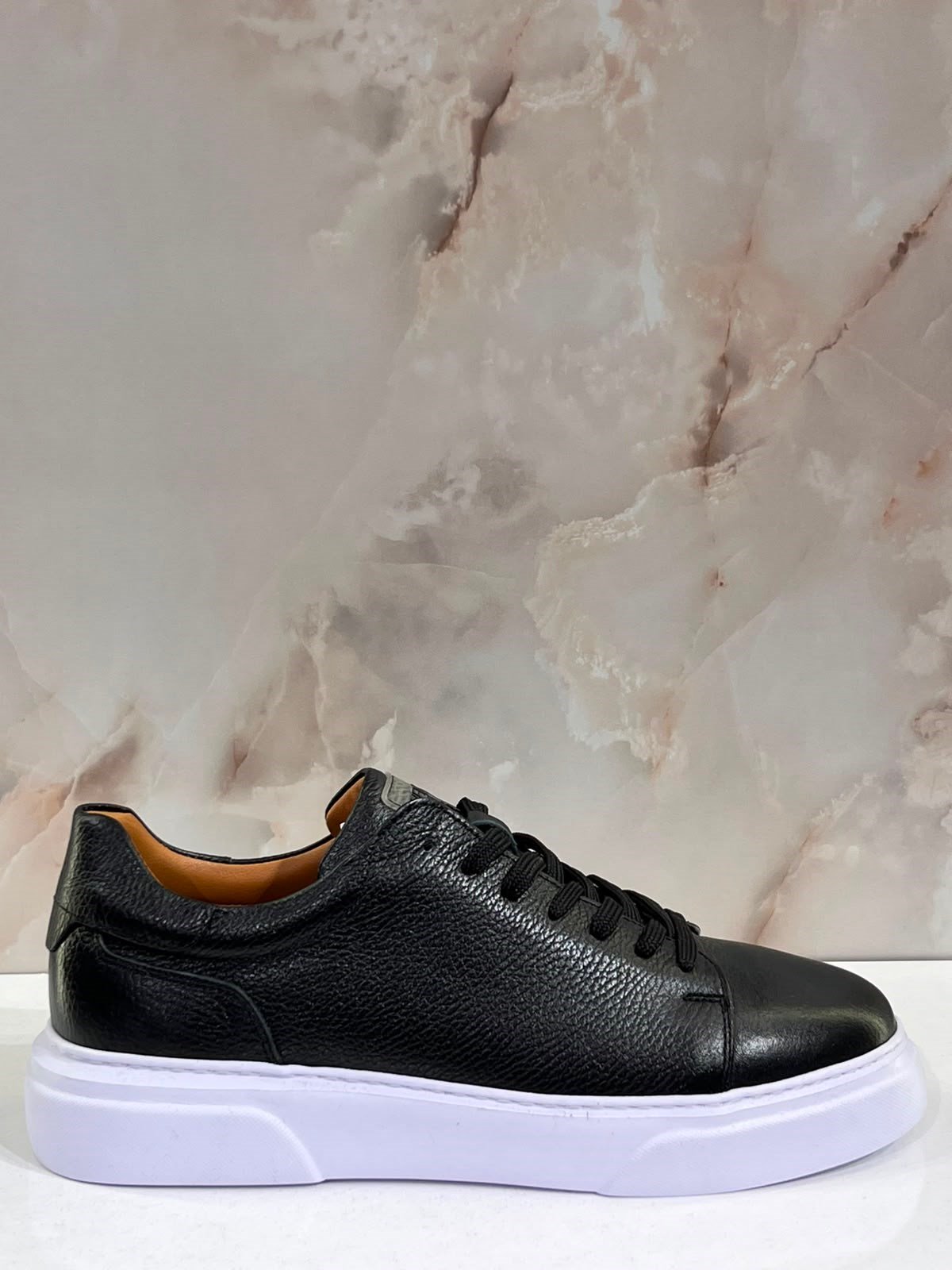 ERKEK SİYAH HAKİKİ DERİ SNEAKER AYAKKABI | GÜNLÜK CASUAL SPOR AYAKKABI