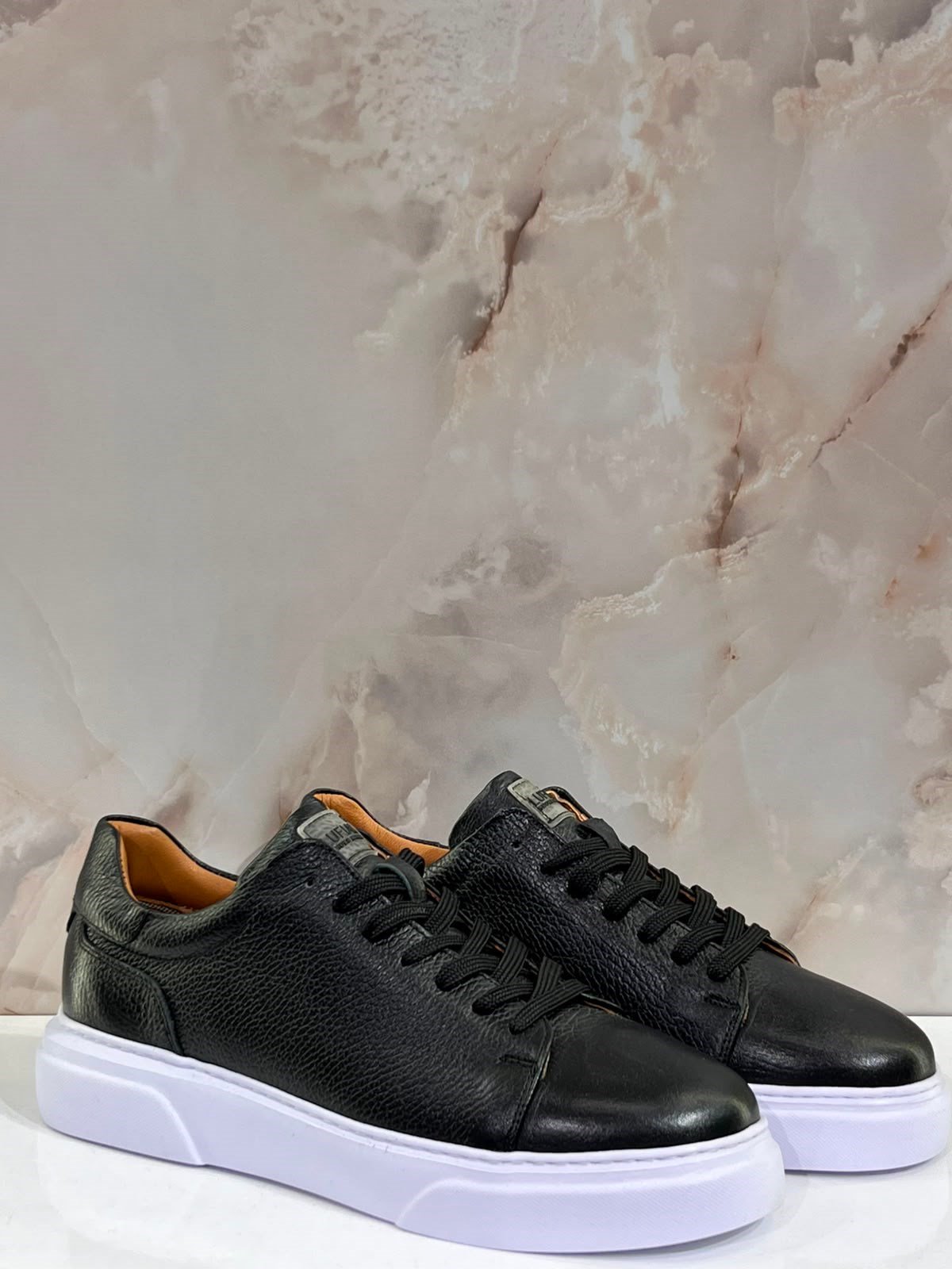 ERKEK SİYAH HAKİKİ DERİ SNEAKER AYAKKABI | GÜNLÜK CASUAL SPOR AYAKKABI