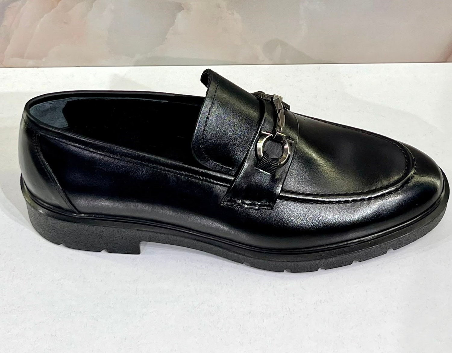 ERKEK SİYAH İÇ DIŞ HAKİKİ DERİ TOKALI LOAFER GÜNLÜK KLASİK AYAKKABI 