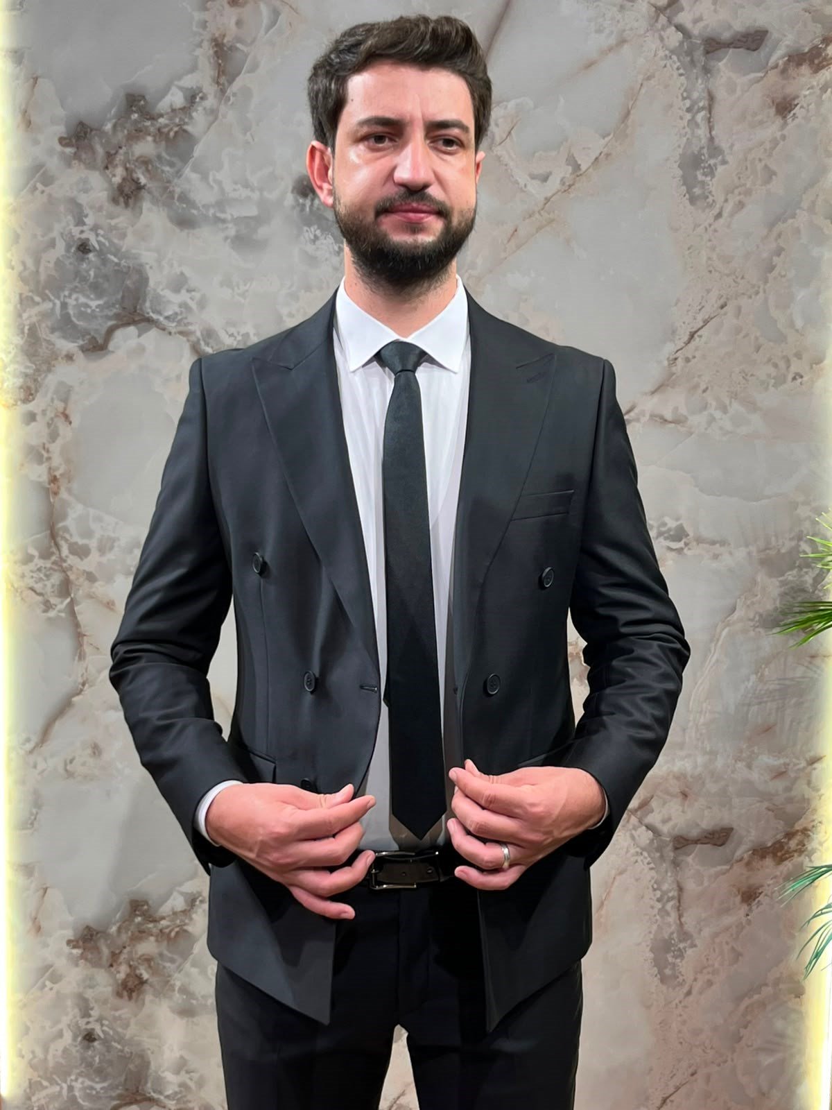 ERKEK SİYAH KRUVAZE SLİM FİT TAKIM ELBİSE 