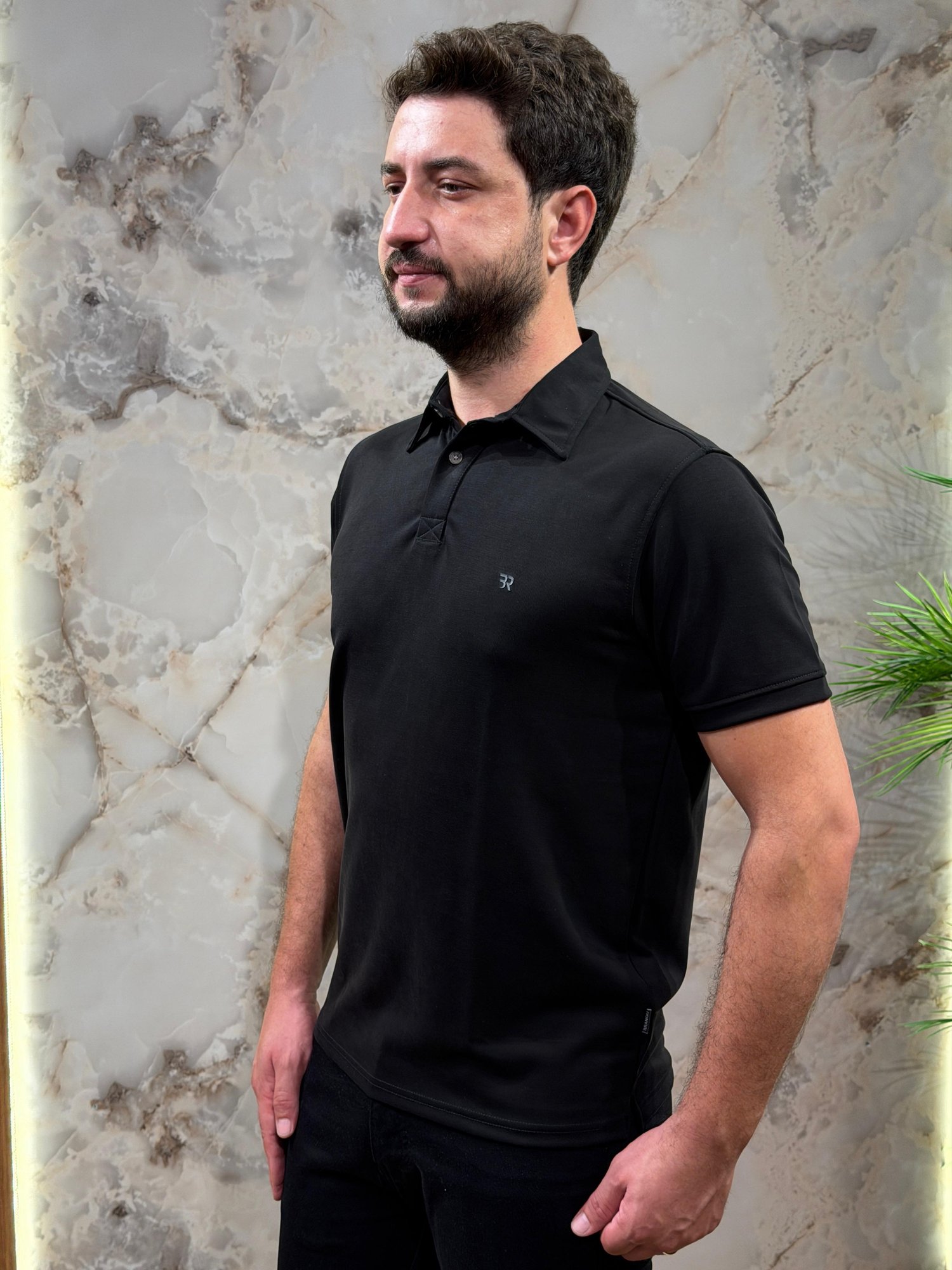 ERKEK SİYAH POLO YAKA SLİM FİT TİŞÖRT 