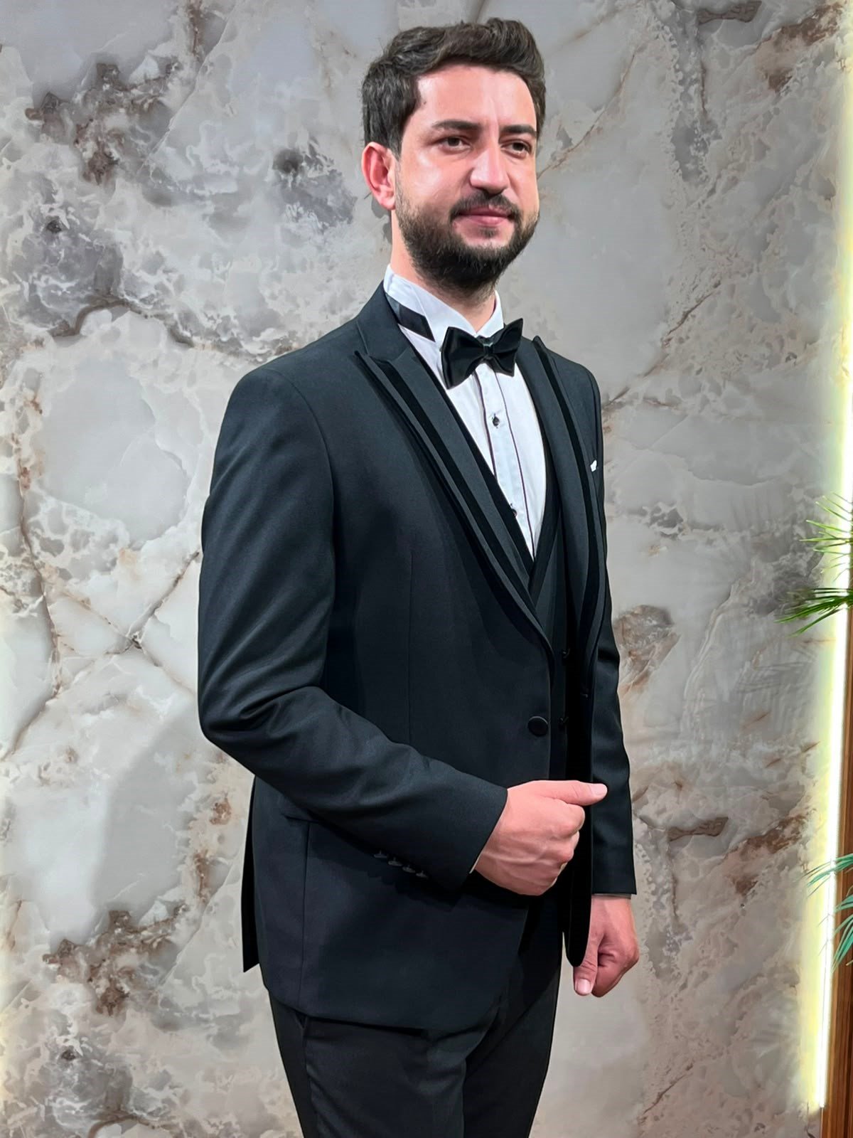 ERKEK SİYAH SLİM FİT ŞAL YAKA SMOKİN TAKIM ELBİSE 