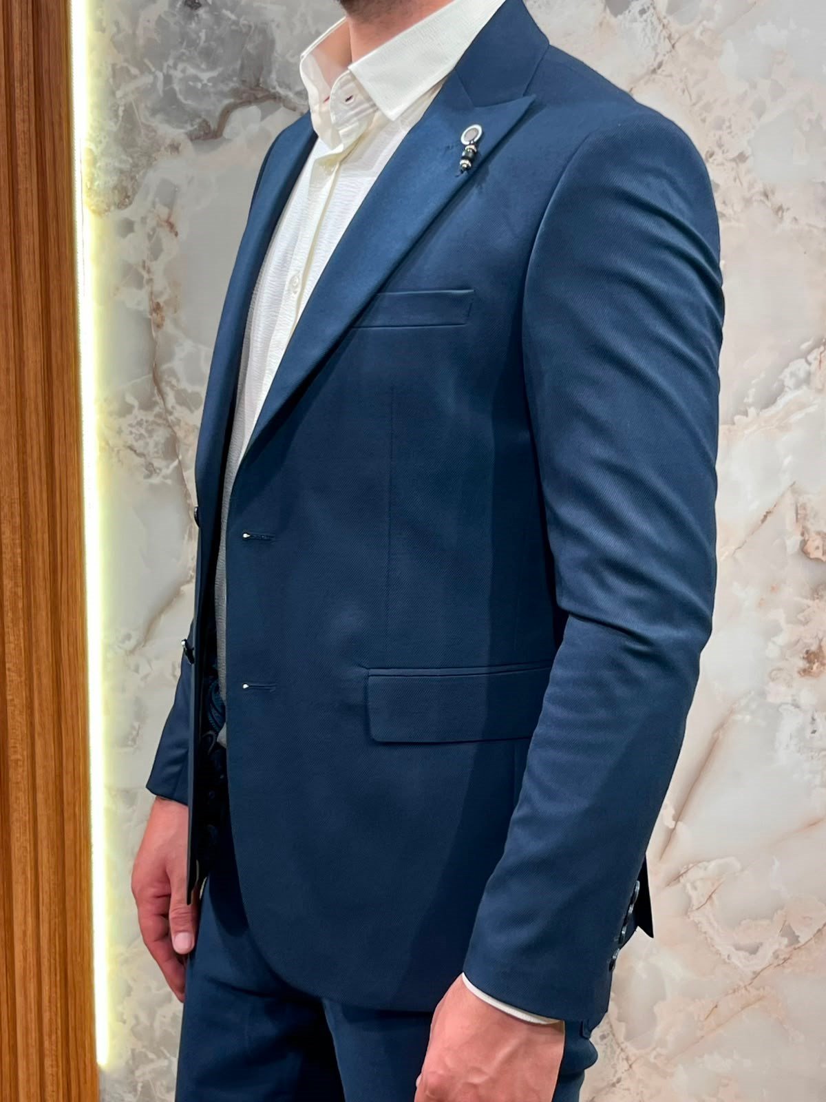 Erkek Slim Fit Blazer Ceket – İndigo Mavi