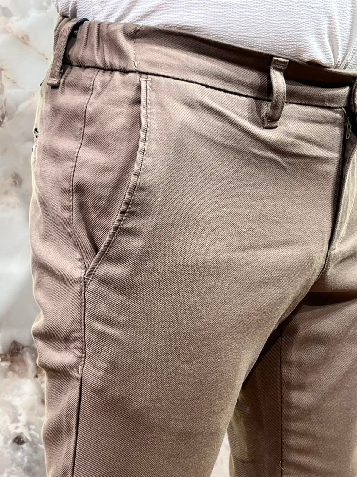 ERKEK SLİM FİT TENCEL KUMAŞ KLASİK PANTOLON | VİZON