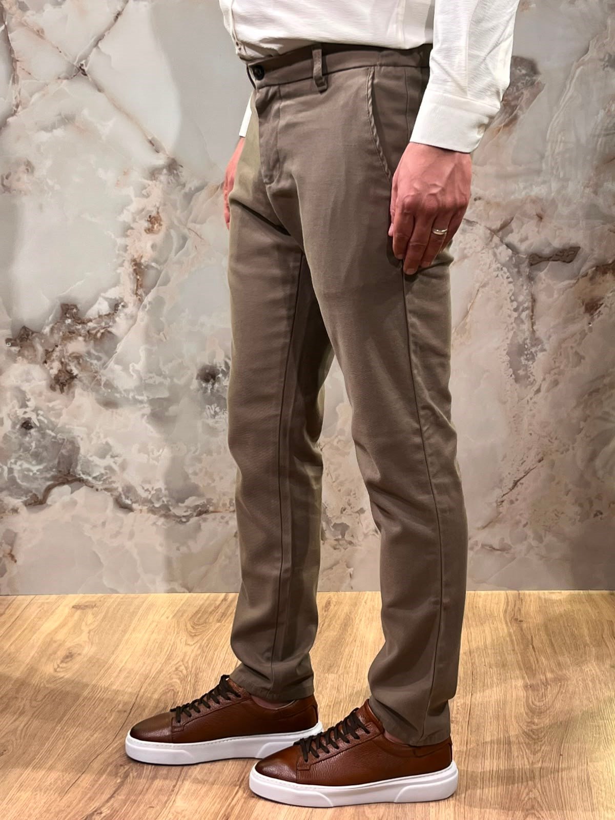 ERKEK SLİM FİT TENCEL KUMAŞ KLASİK PANTOLON | VİZON