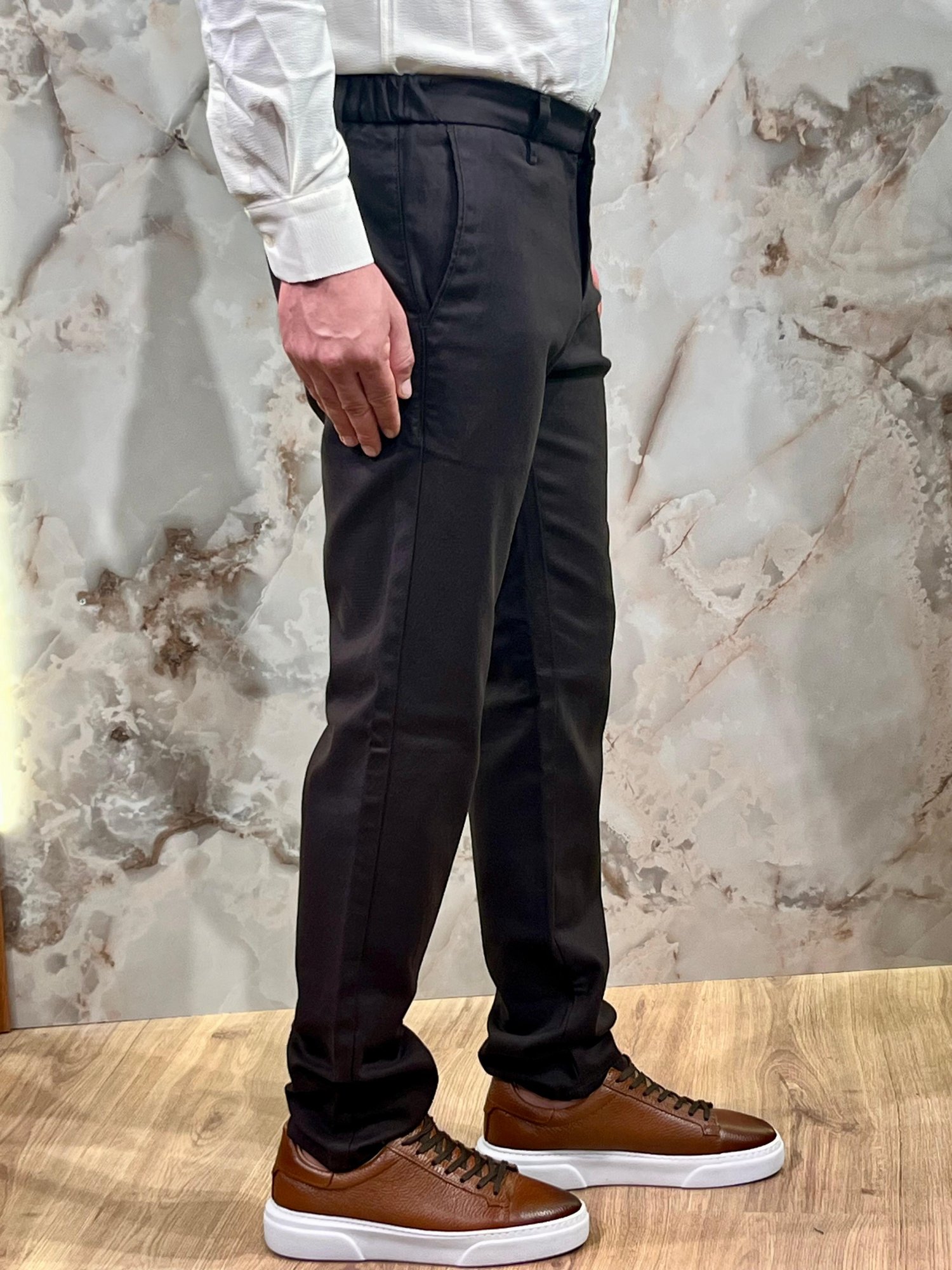 ERKEK SLİM FİT TENCEL KUMAŞ KLASİK PANTOLON | ACI KAHVE