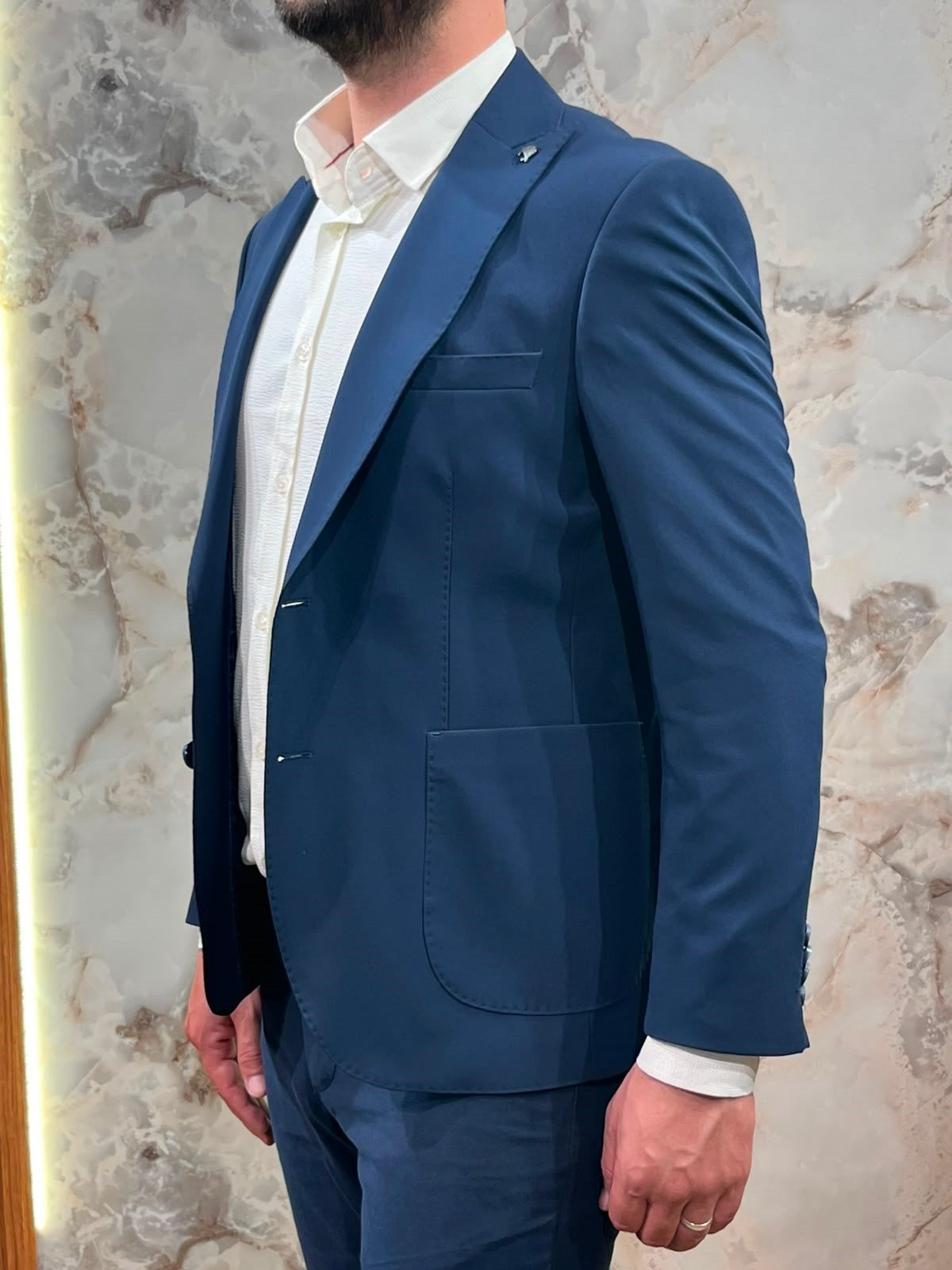 İNDİGO MAVİ SLİM FİT ERKEK BLAZER CEKET 