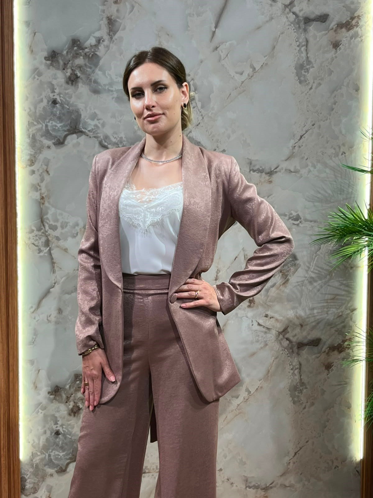 KADIN VİZON BLAZER CEKET BOL PAÇA PANTOLON TAKIM