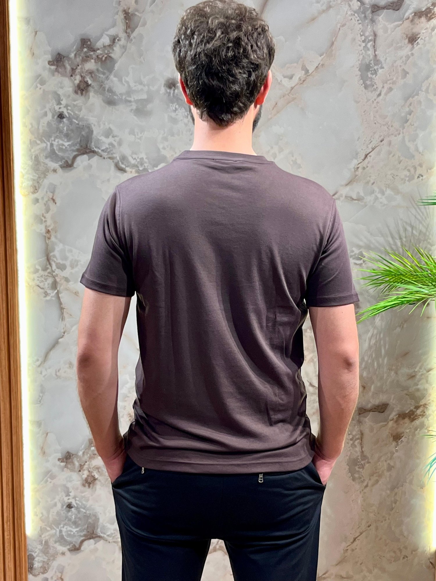 KAHVERENGİ BASİC BİSİKLET YAKA TSHIRT